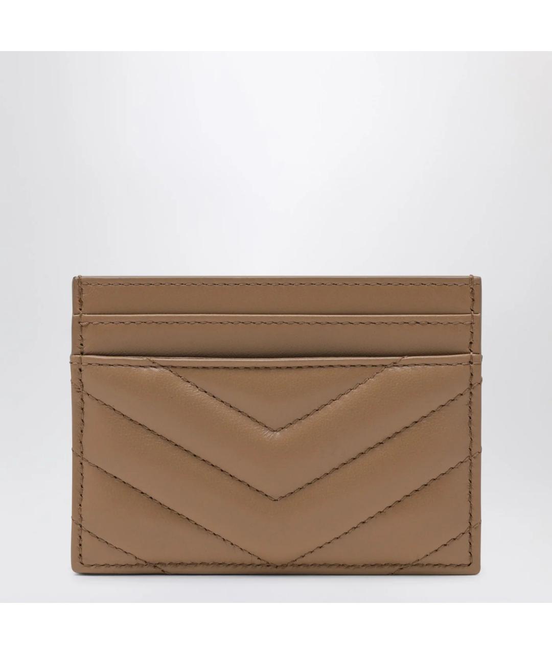SAINT LAURENT Коричневый кожаный кардхолдер, фото 2