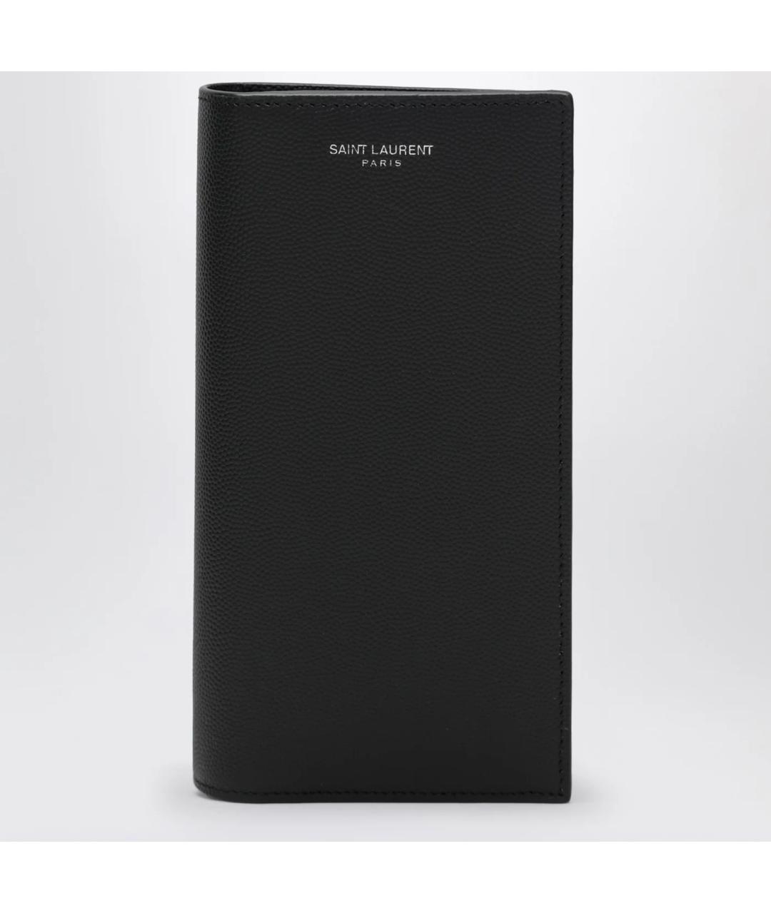 SAINT LAURENT Черный кожаный кошелек, фото 3