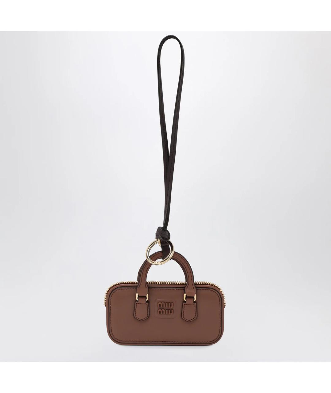 MIU MIU Коричневый брелок, фото 3