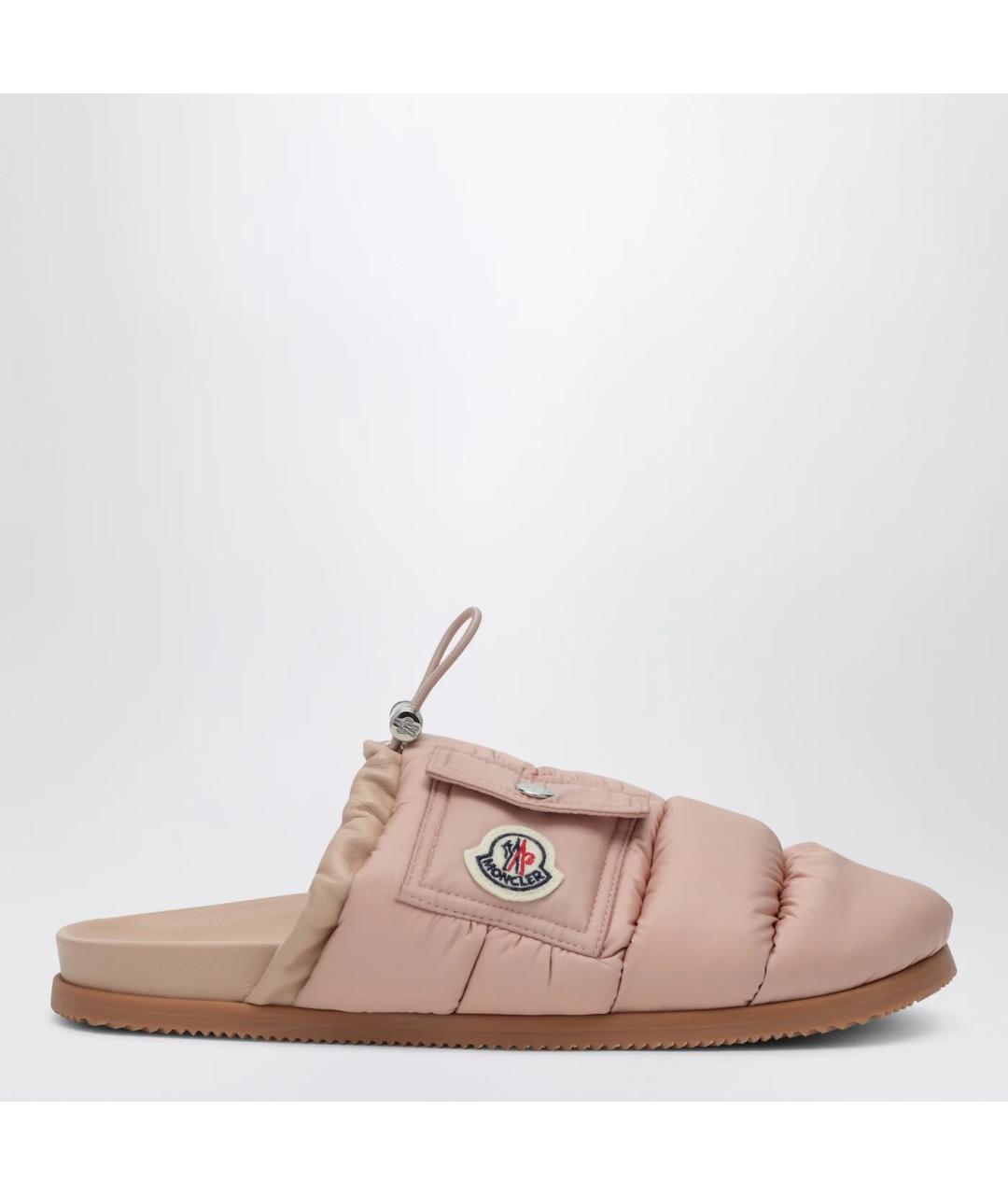 MONCLER Розовые синтетические мюли, фото 3