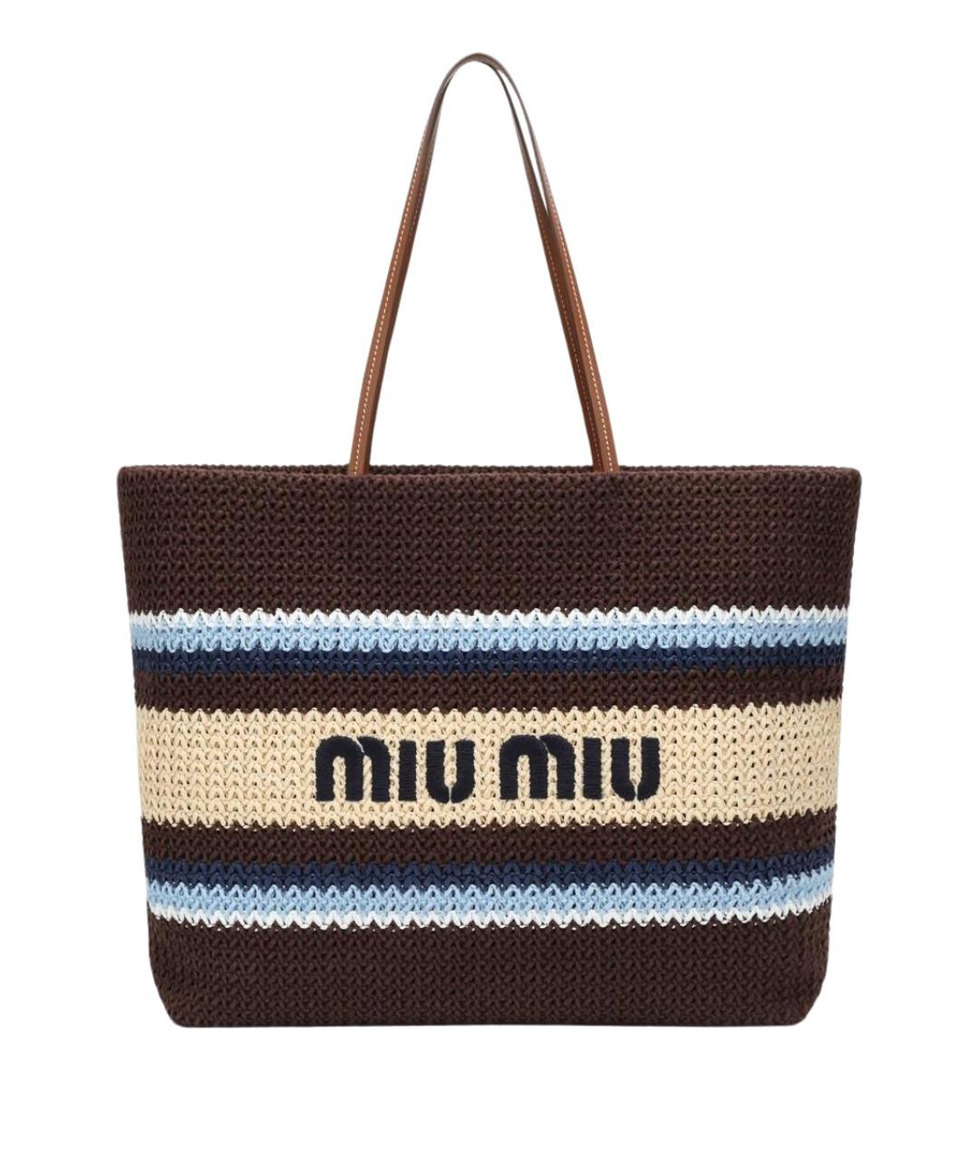 MIU MIU Коричневая пелетеная сумка тоут, фото 1