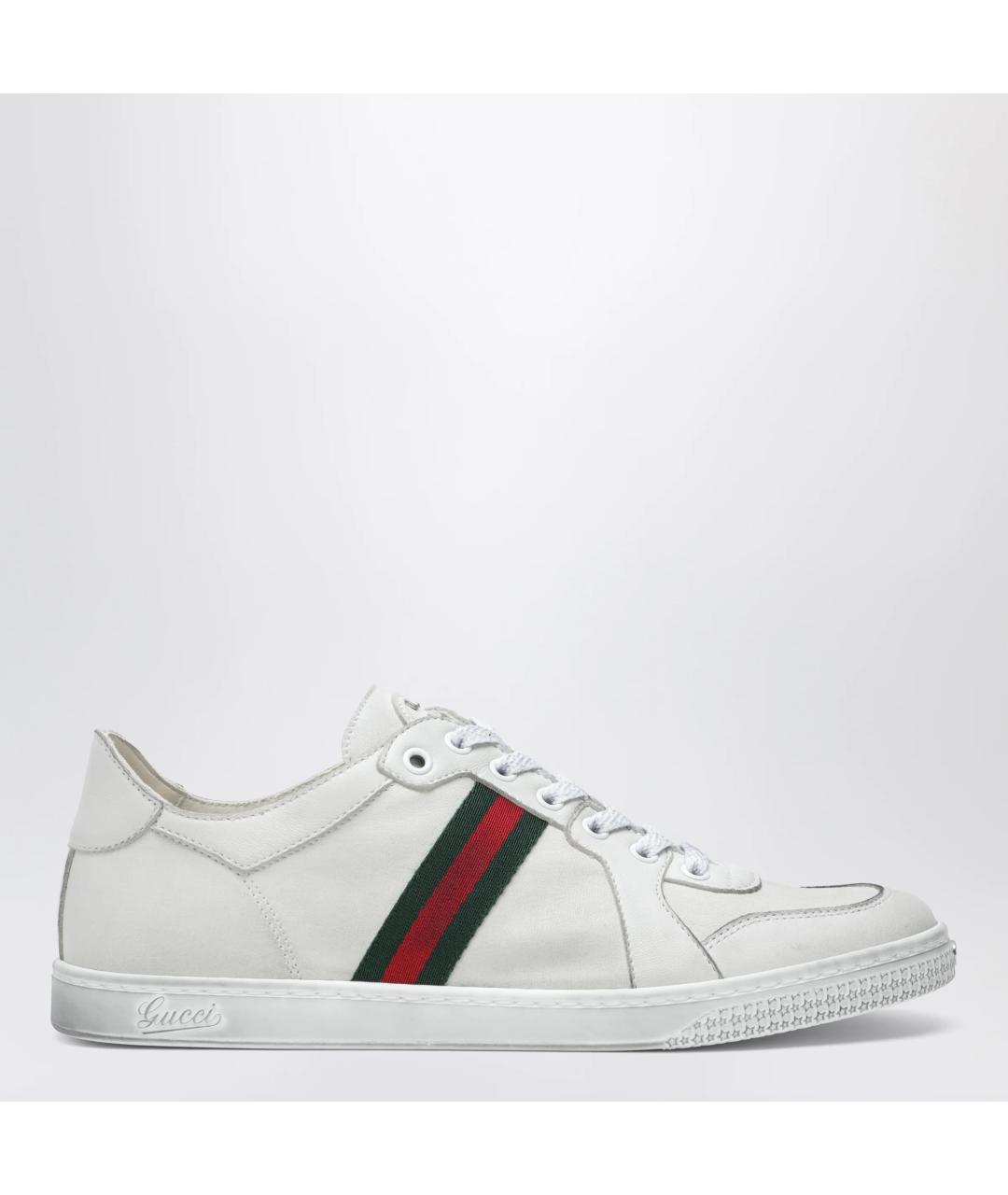 GUCCI Белые кожаные кеды, фото 3