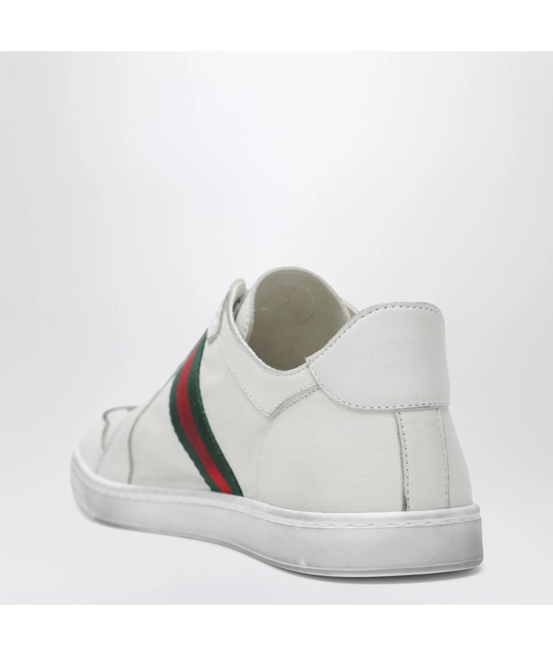 GUCCI Белые кожаные кеды, фото 2