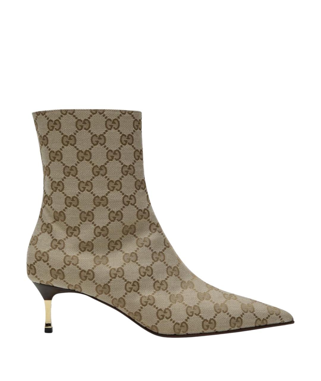 GUCCI Бежевые текстильные ботильоны, фото 1