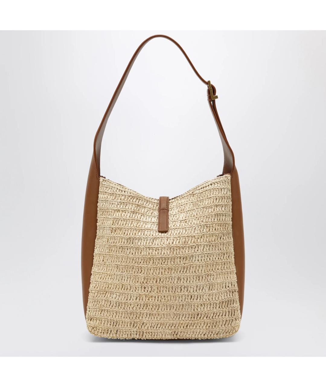 SAINT LAURENT Бежевая пелетеная сумка через плечо, фото 2