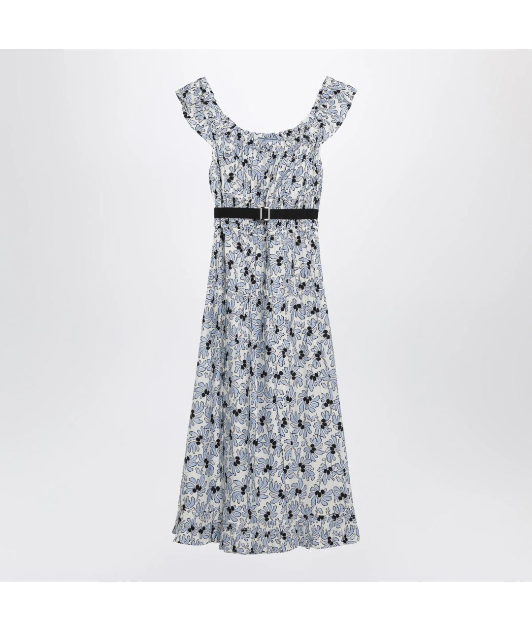 PRADA Голубое шелковое повседневное платье, фото 3