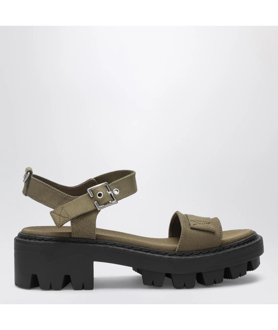 PRADA Зеленые текстильные сандалии, фото 3