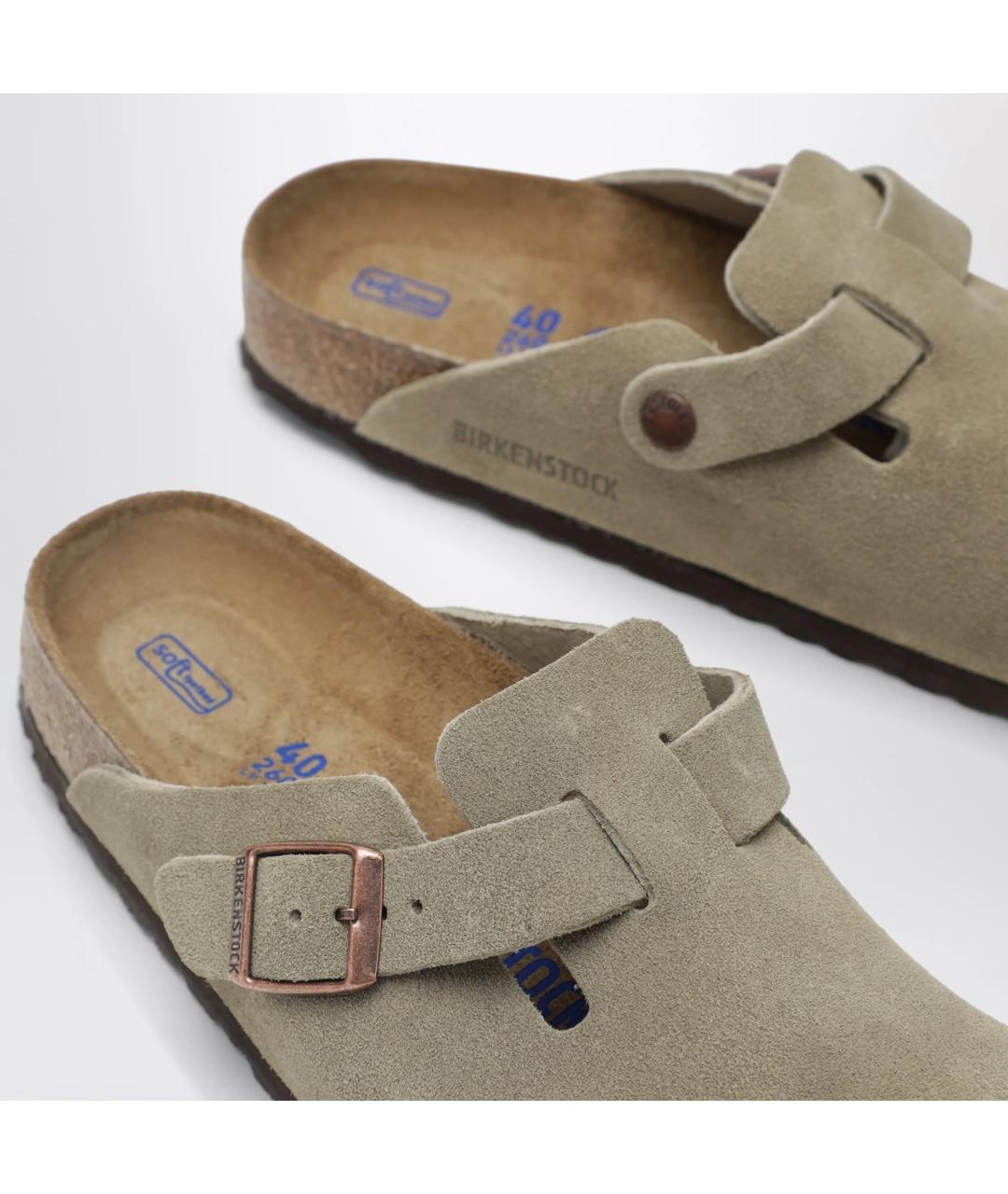 BIRKENSTOCK Хаки замшевые мюли, фото 5