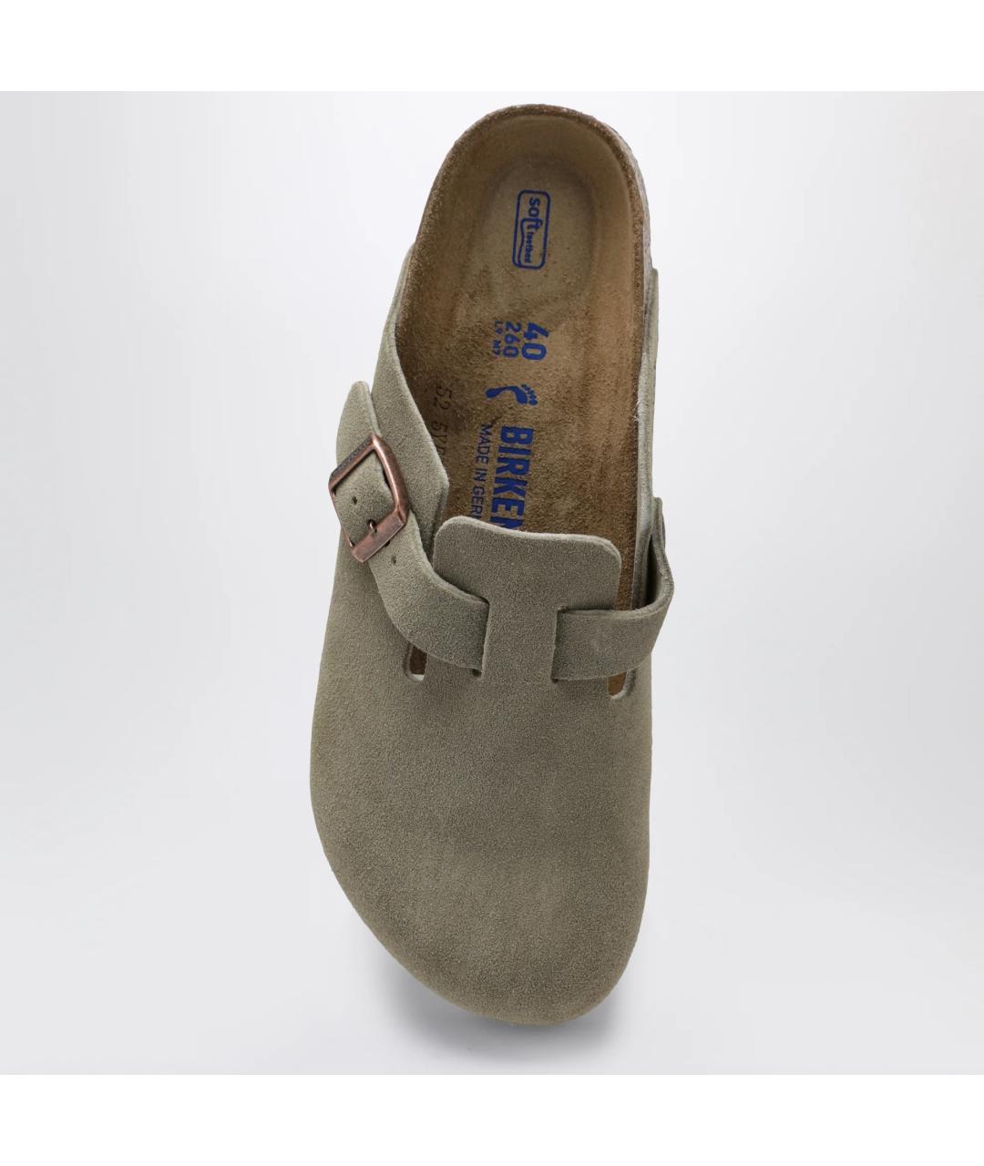 BIRKENSTOCK Хаки замшевые мюли, фото 3