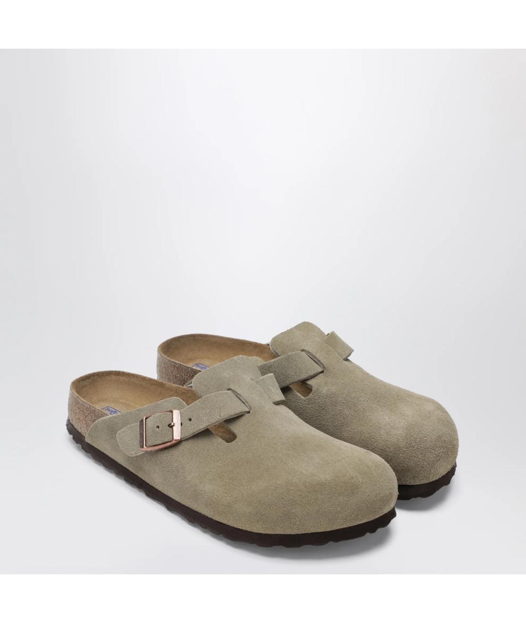 BIRKENSTOCK Хаки замшевые мюли, фото 2