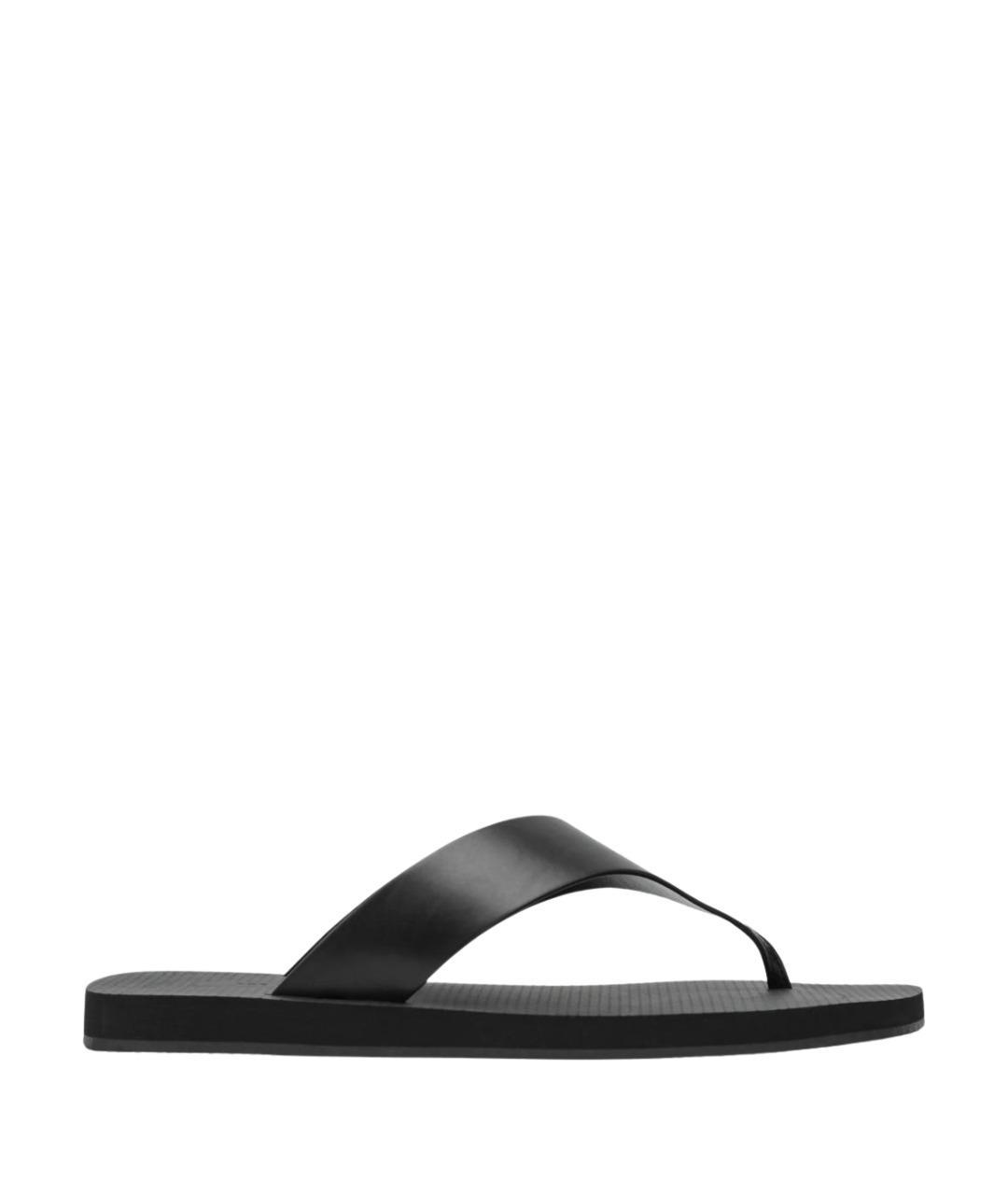 THE ROW Черные кожаные шлепанцы, фото 1