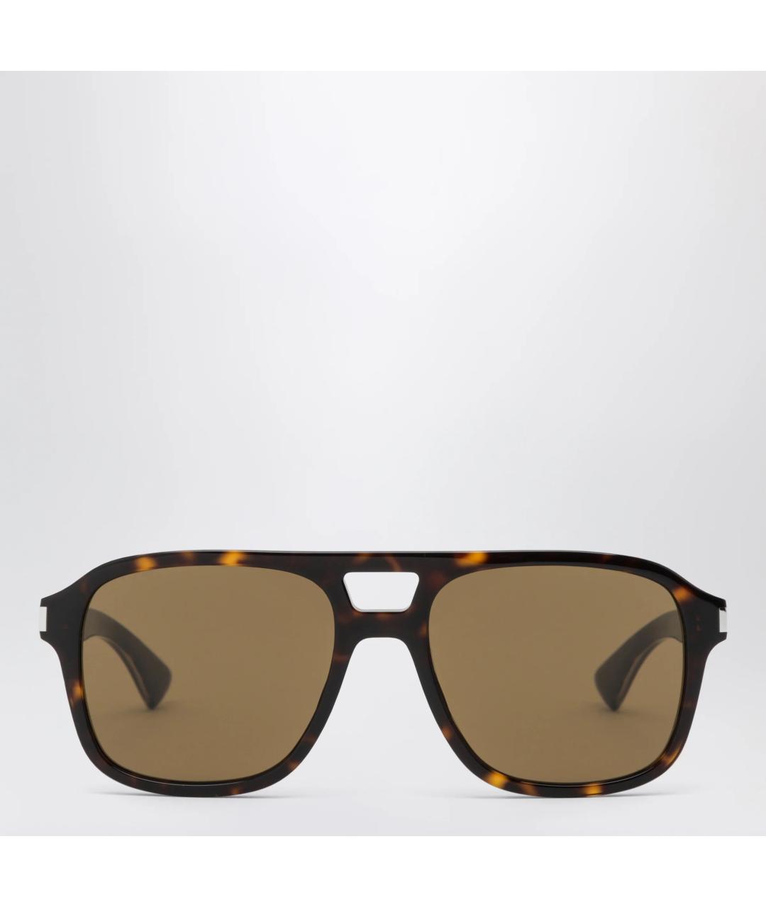 SAINT LAURENT Коричневые пластиковые солнцезащитные очки, фото 3