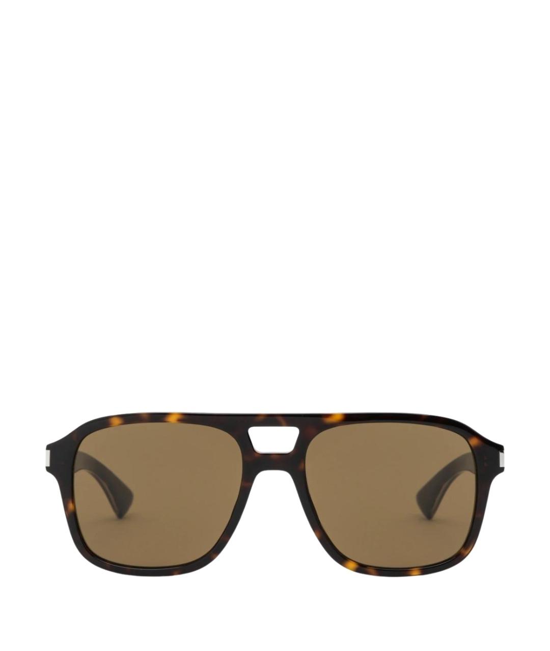 SAINT LAURENT Коричневые пластиковые солнцезащитные очки, фото 1