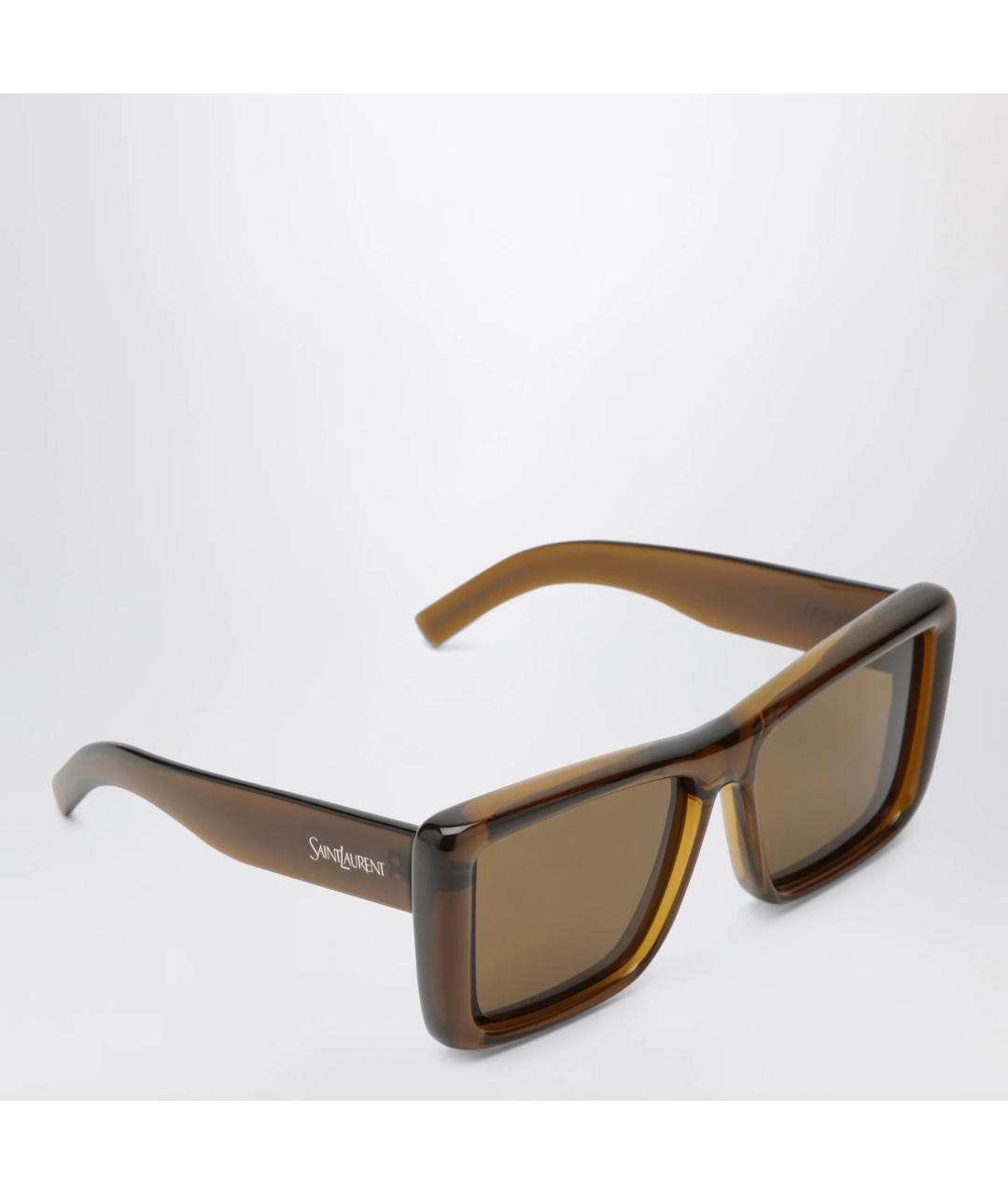 SAINT LAURENT Хаки пластиковые солнцезащитные очки, фото 2