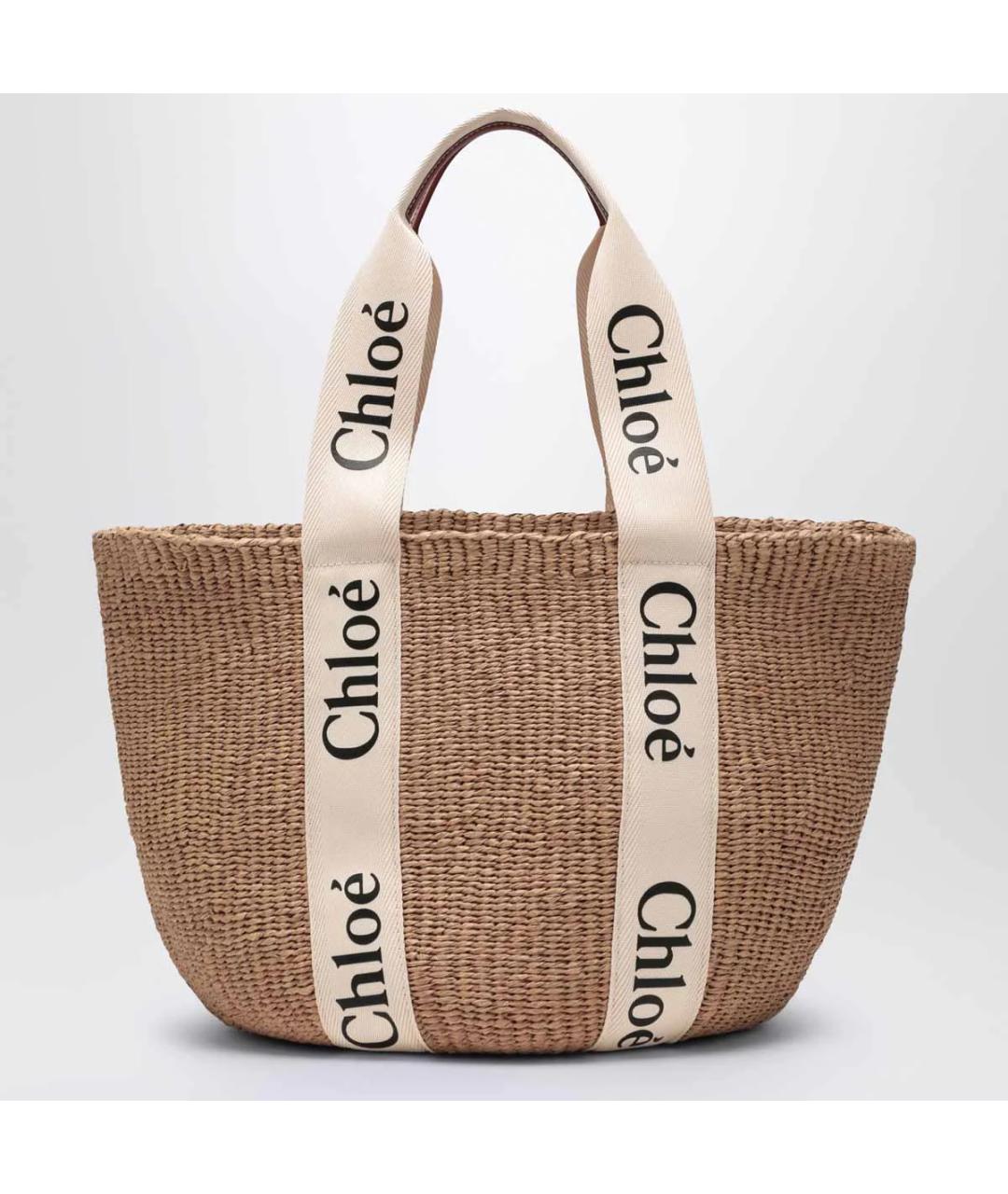 CHLOE Бежевая пелетеная сумка тоут, фото 3