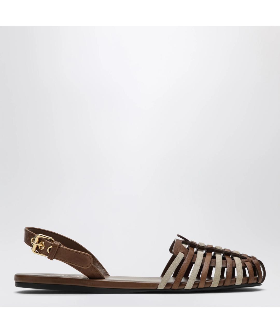 MIU MIU Коричневые кожаные сандалии, фото 3