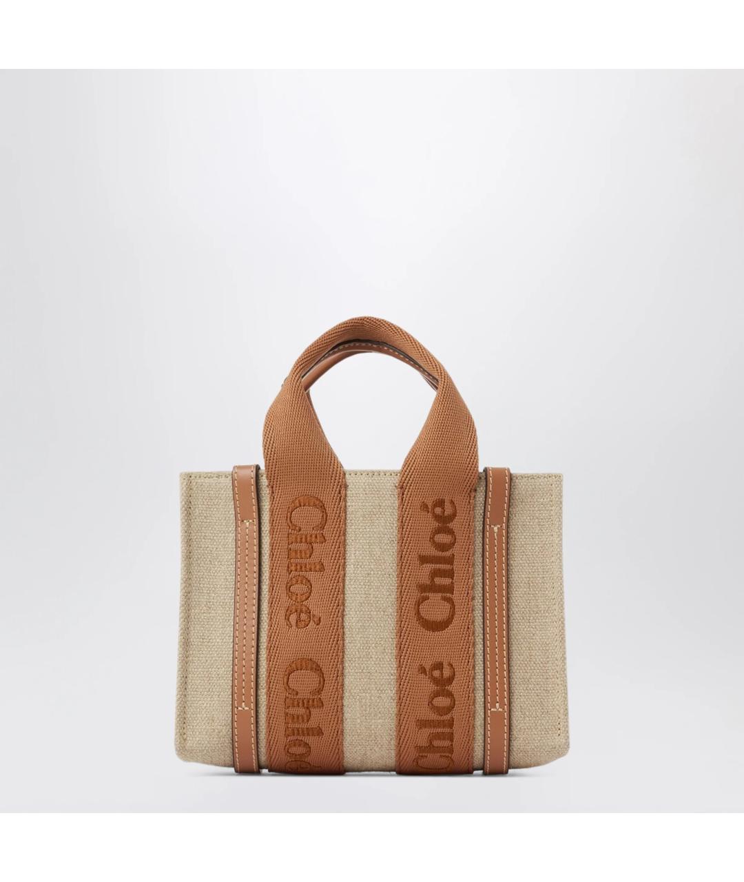 CHLOE Бежевая льняная сумка тоут, фото 2