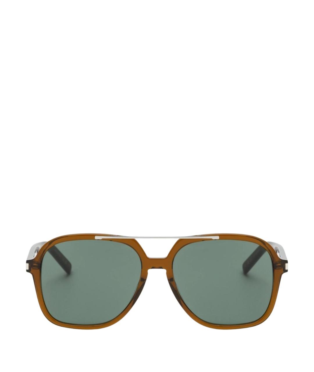 SAINT LAURENT Коричневые пластиковые солнцезащитные очки, фото 1