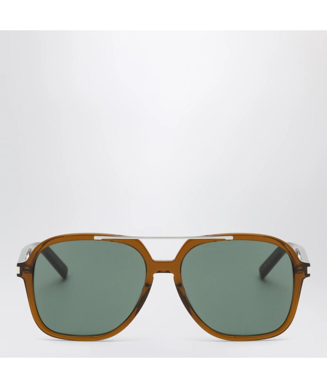 SAINT LAURENT Коричневые пластиковые солнцезащитные очки, фото 3