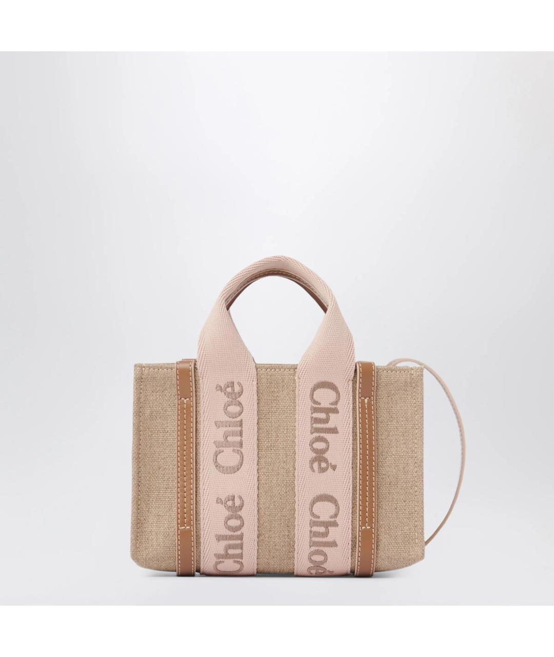 CHLOE Бежевая льняная сумка тоут, фото 3