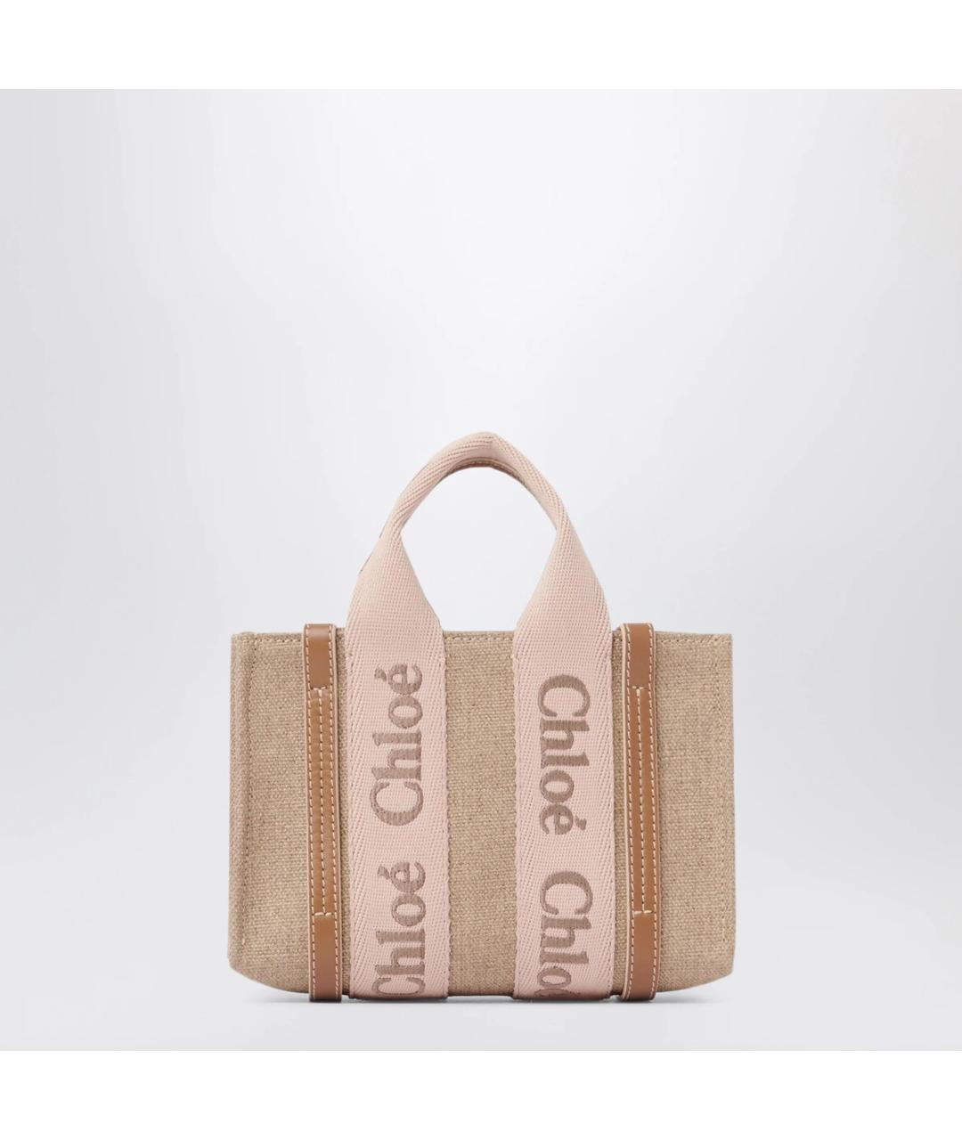 CHLOE Бежевая льняная сумка тоут, фото 2