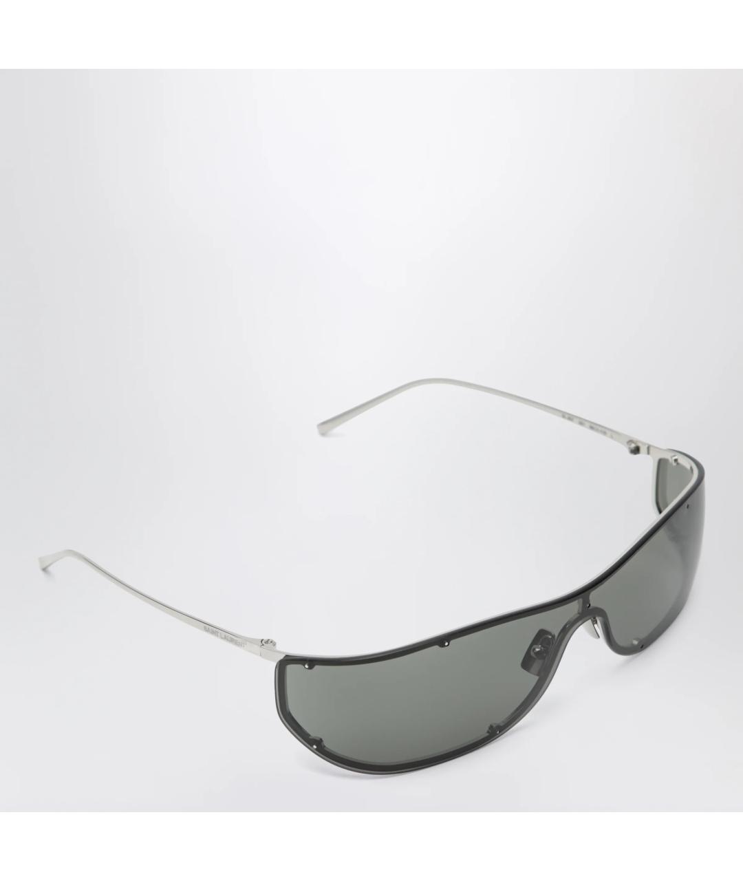 SAINT LAURENT Серые металлические солнцезащитные очки, фото 2