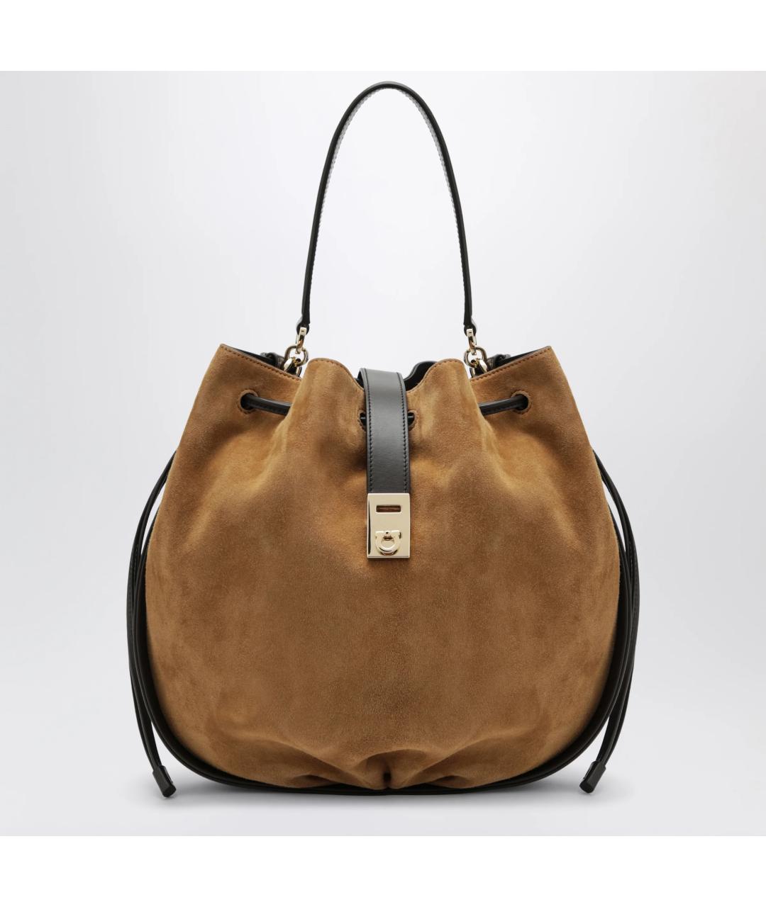 FERRAGAMO Бежевая замшевая сумка тоут, фото 3