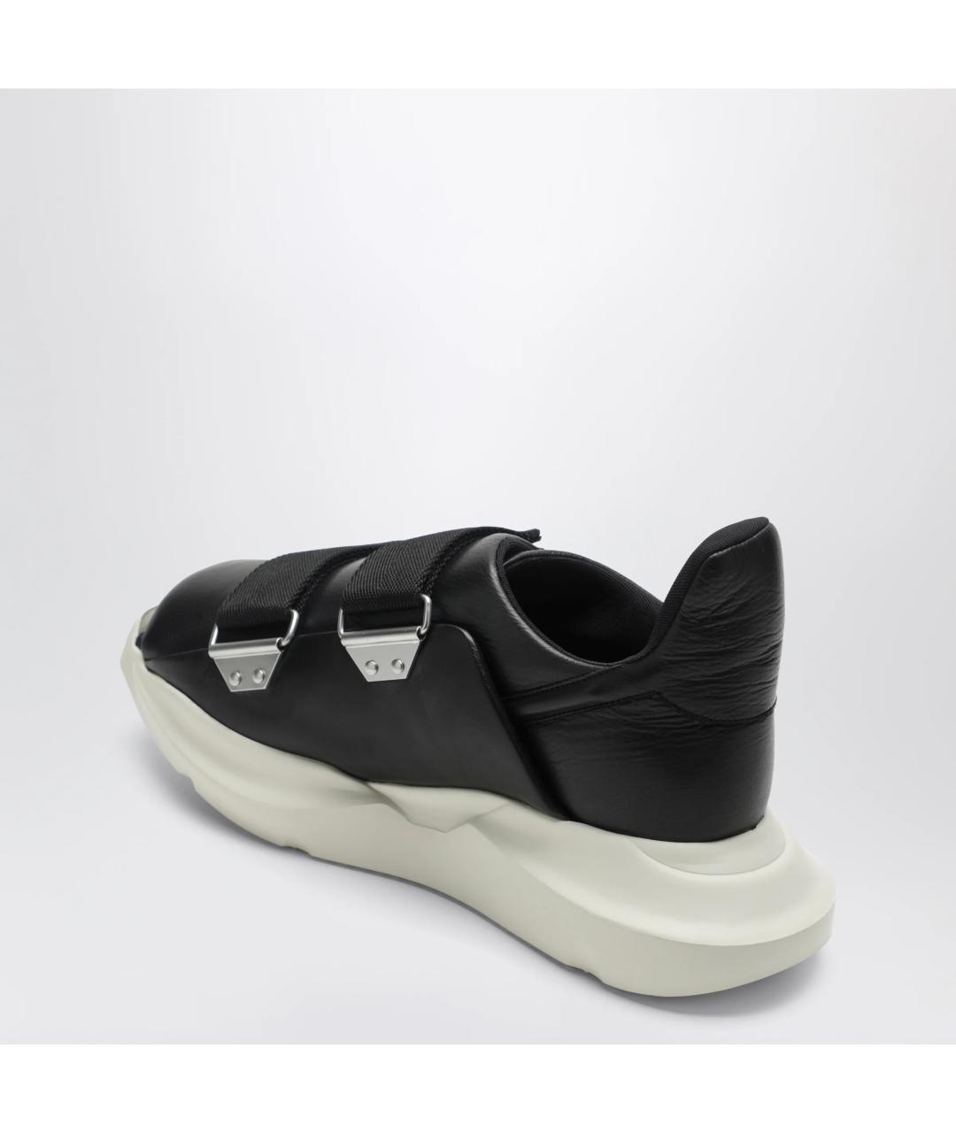 RICK OWENS Черные кожаные низкие кроссовки / кеды, фото 2