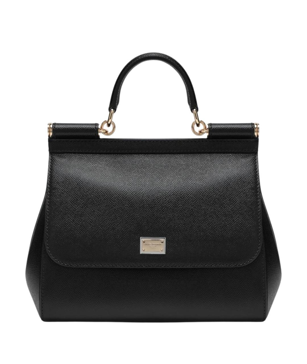 DOLCE&GABBANA Черная кожаная сумка тоут, фото 1