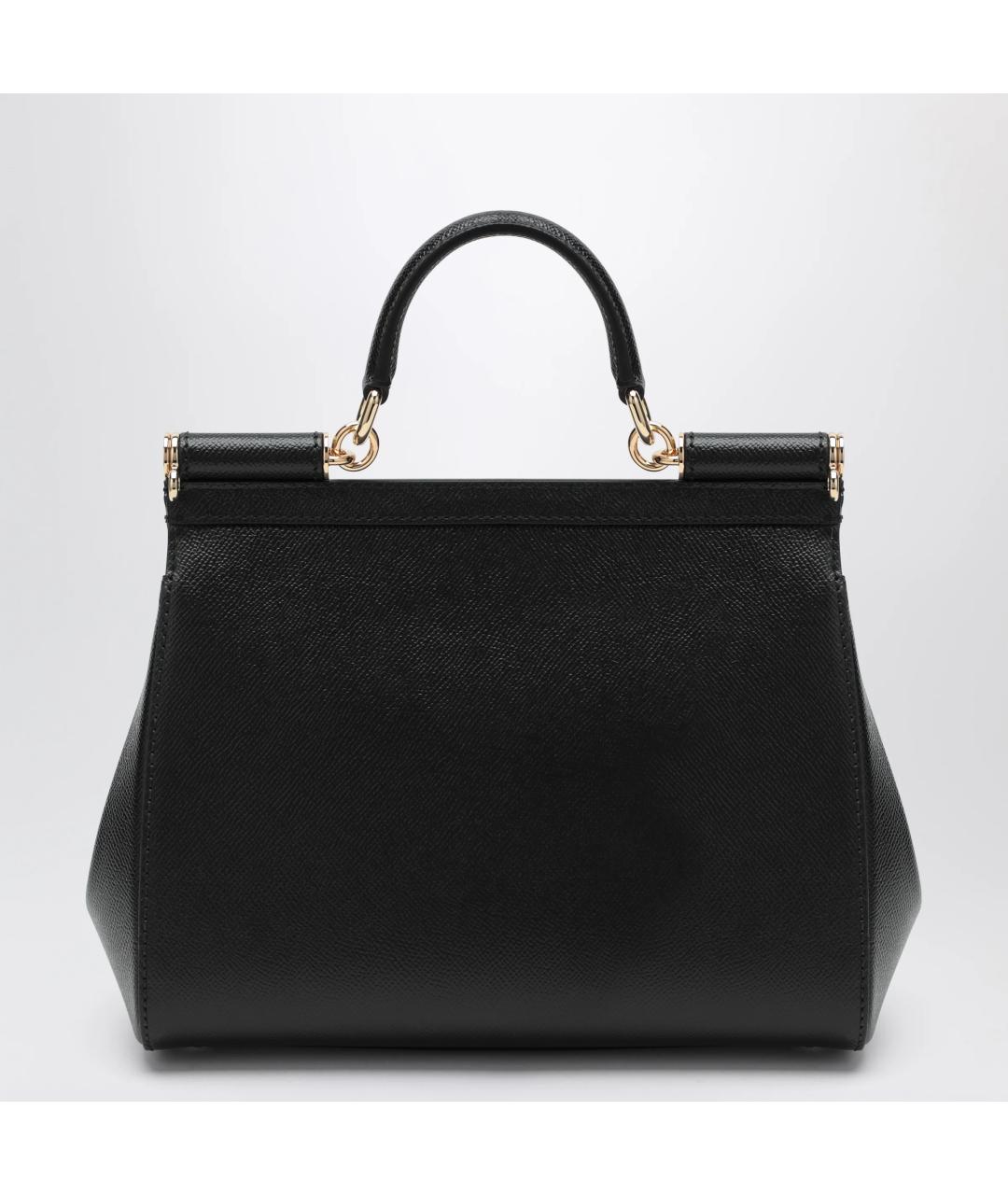 DOLCE&GABBANA Черная кожаная сумка тоут, фото 2