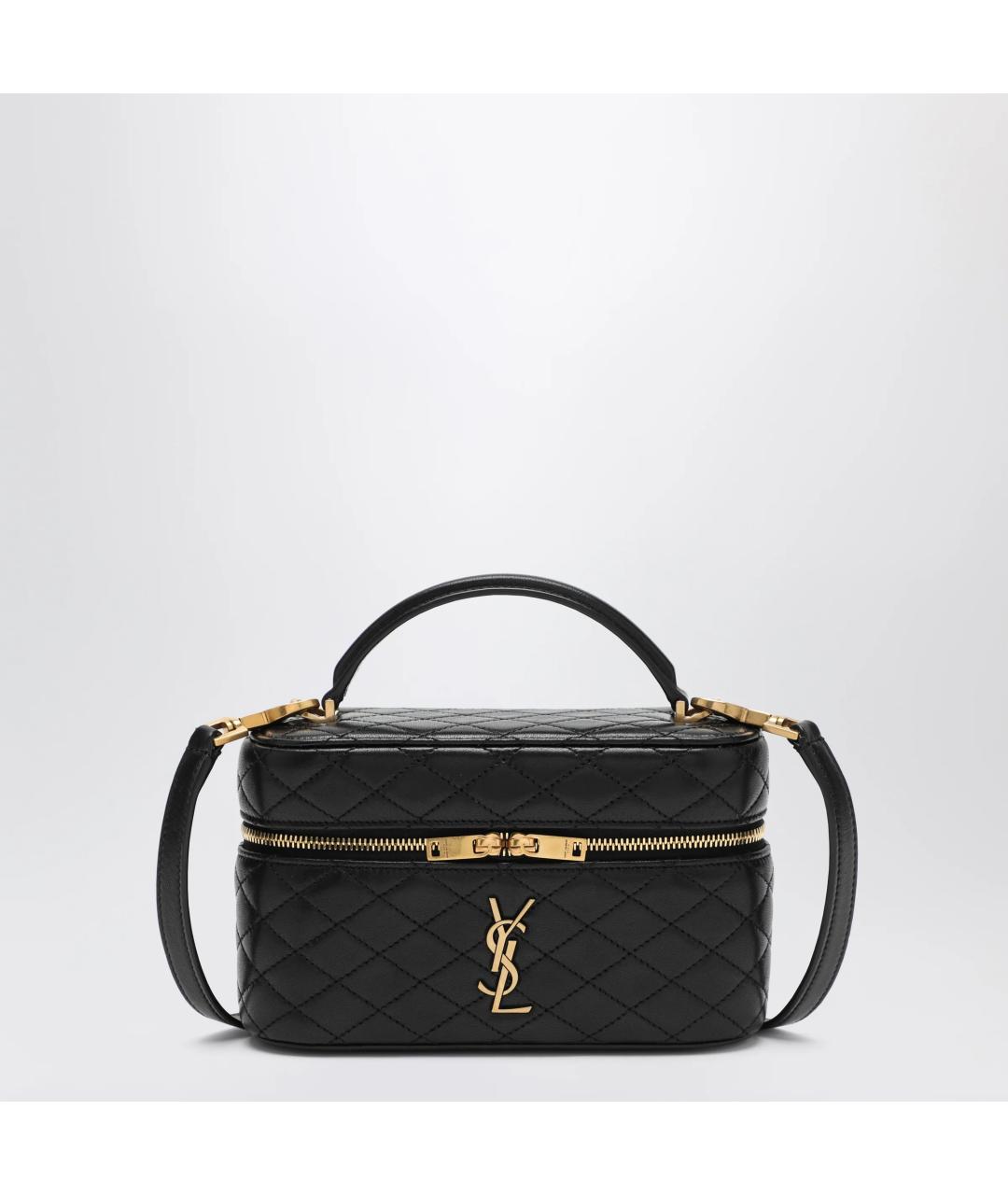 SAINT LAURENT Черная кожаная сумка через плечо, фото 3