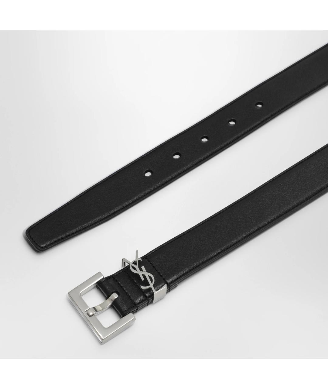 SAINT LAURENT Черный кожаный ремень, фото 2