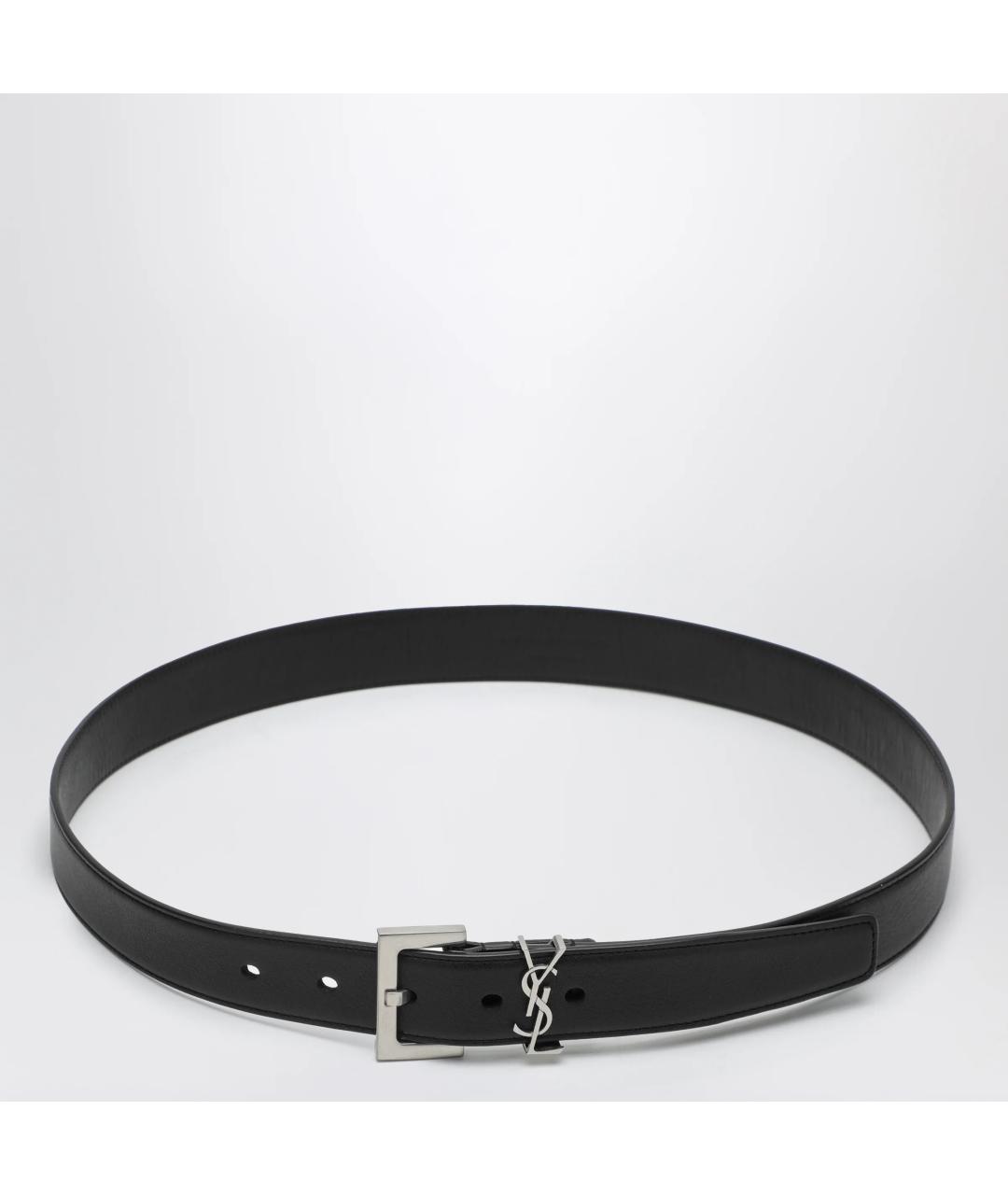 SAINT LAURENT Черный кожаный ремень, фото 3