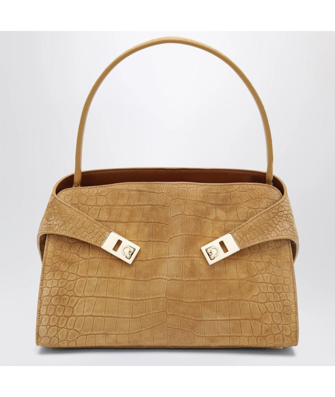 FERRAGAMO Бежевая кожаная сумка тоут, фото 3