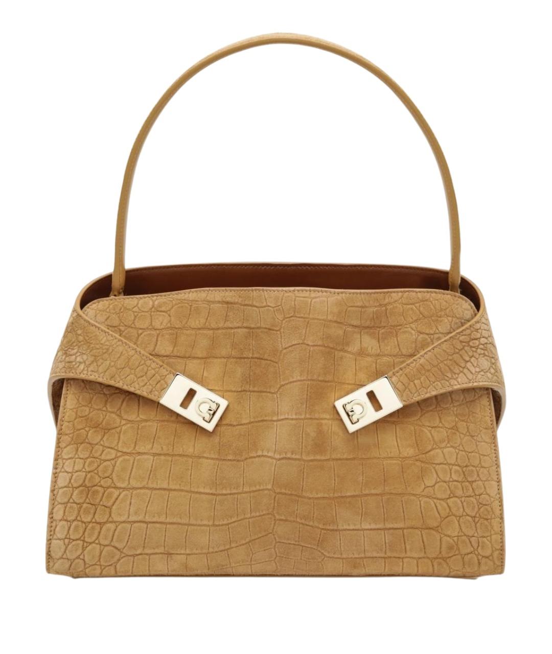 FERRAGAMO Бежевая кожаная сумка тоут, фото 1