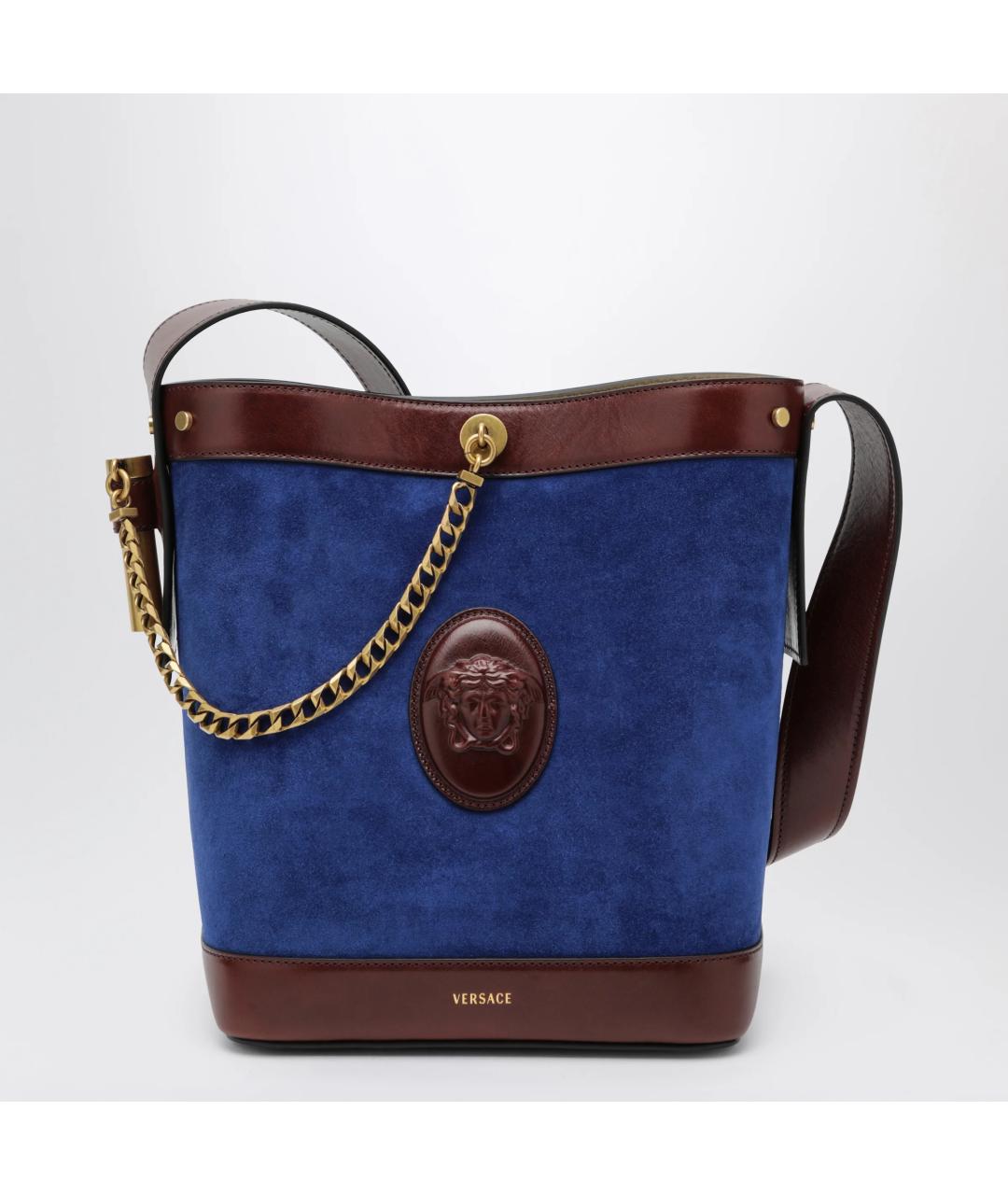 VERSACE Синяя замшевая сумка через плечо, фото 3