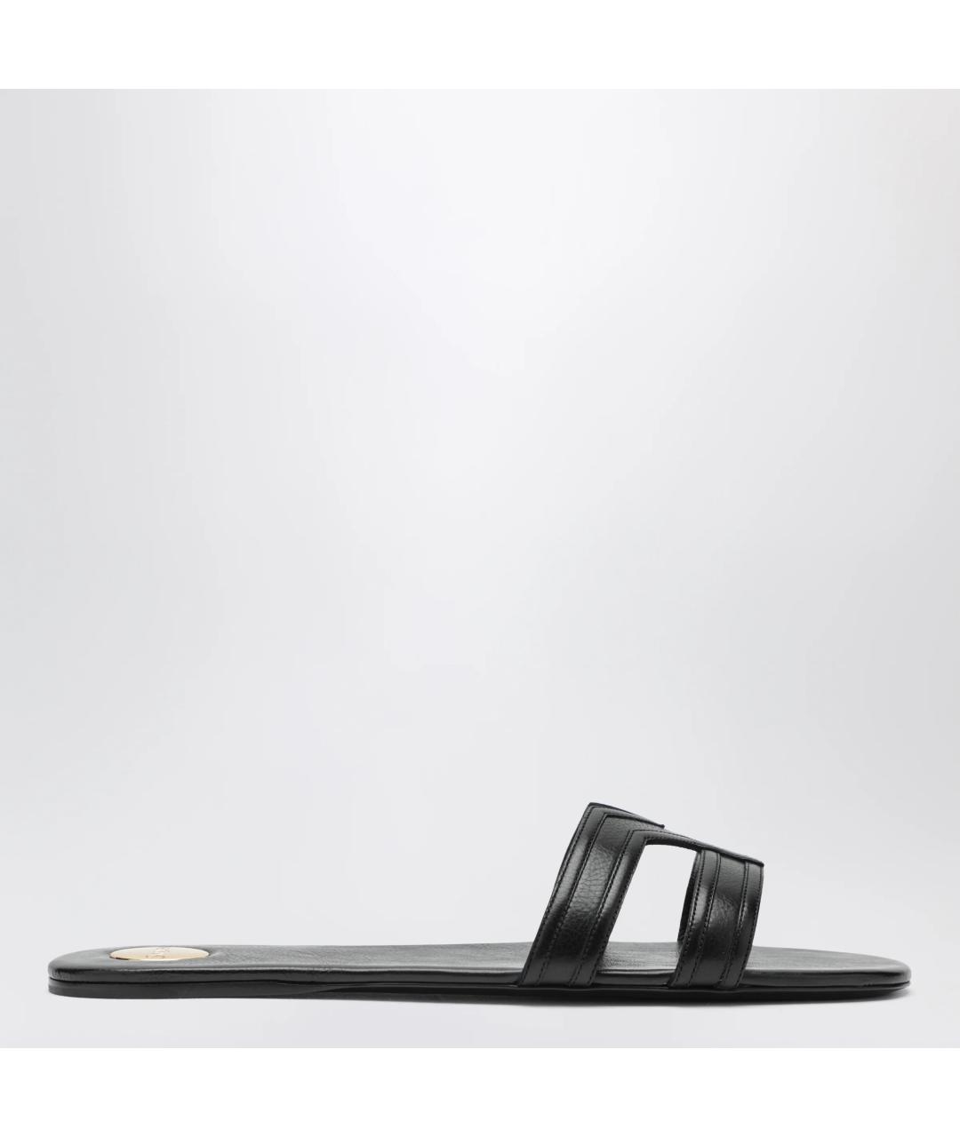 SAINT LAURENT Черные кожаные шлепанцы, фото 3
