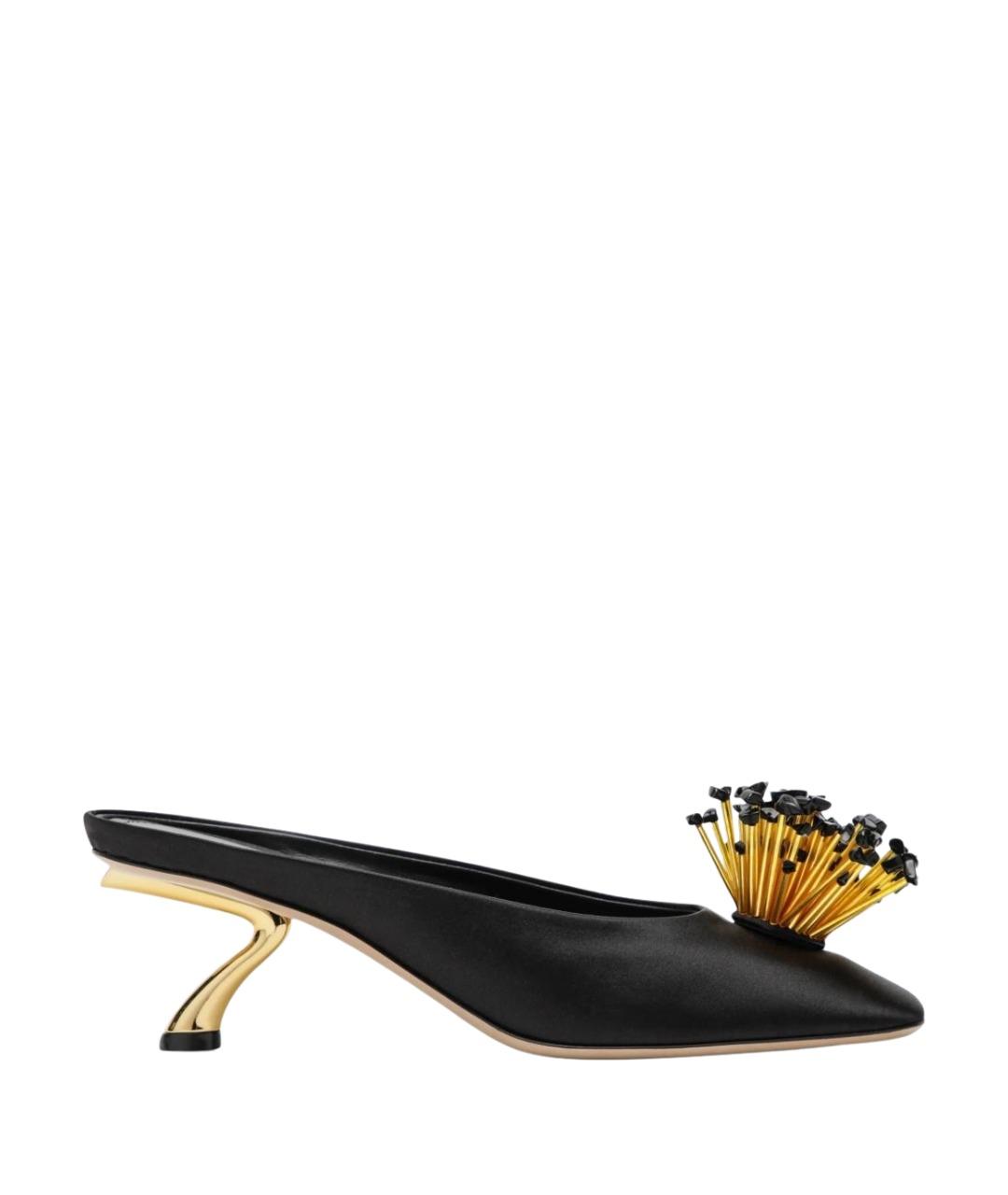 FERRAGAMO Черные текстильные мюли, фото 1