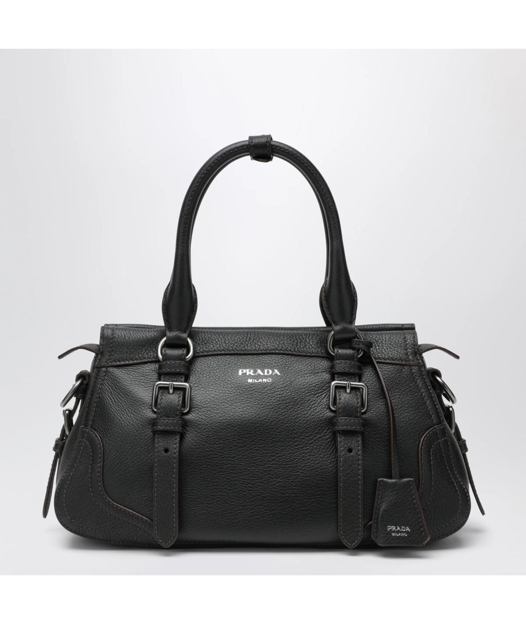 PRADA Черная кожаная сумка тоут, фото 3