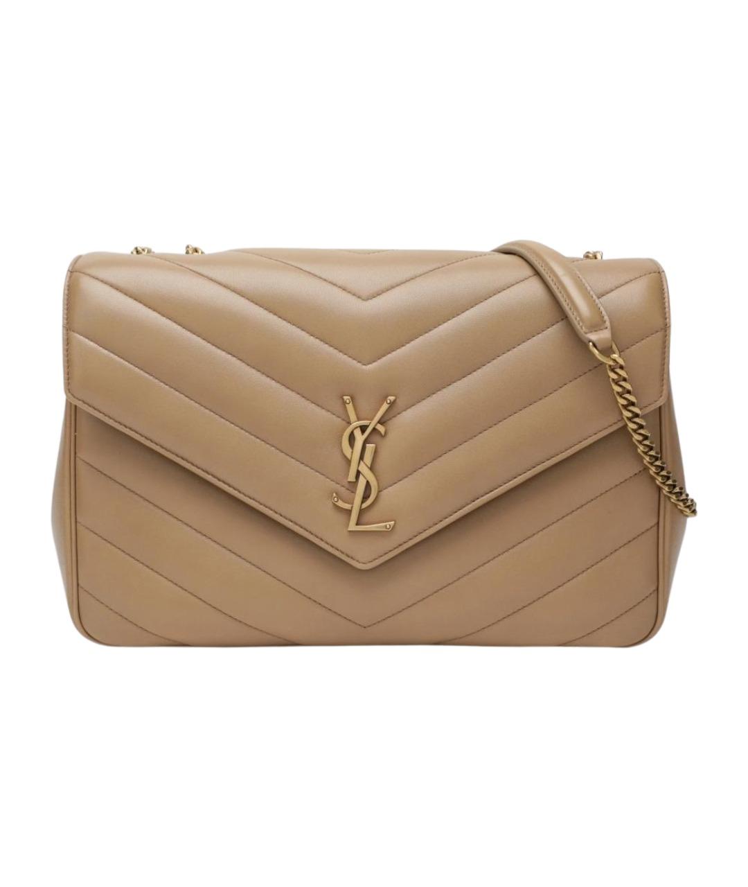 SAINT LAURENT Бежевая кожаная сумка через плечо, фото 1