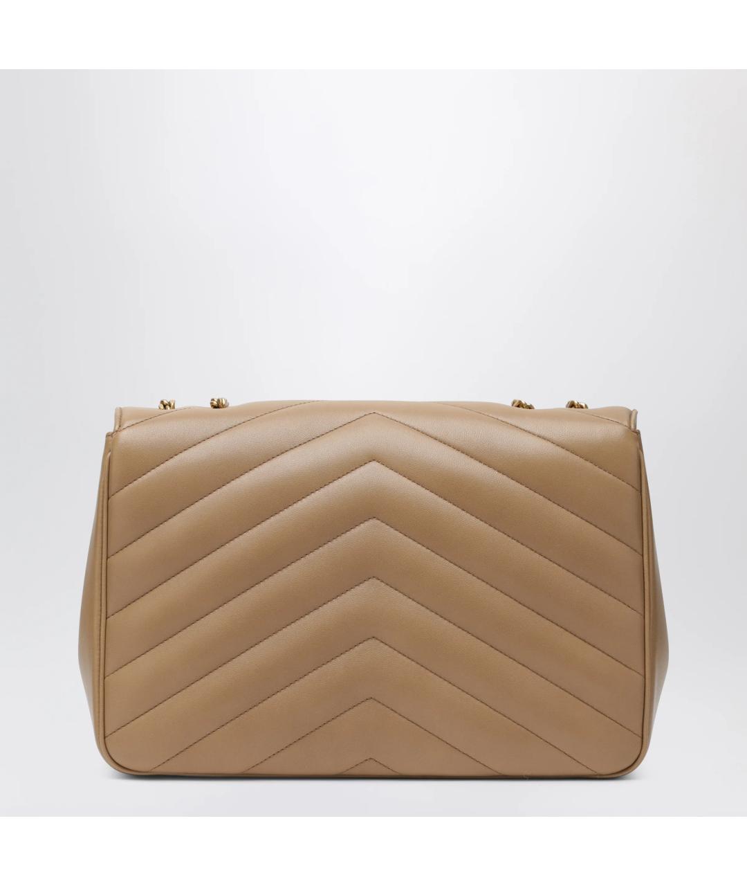 SAINT LAURENT Бежевая кожаная сумка через плечо, фото 2