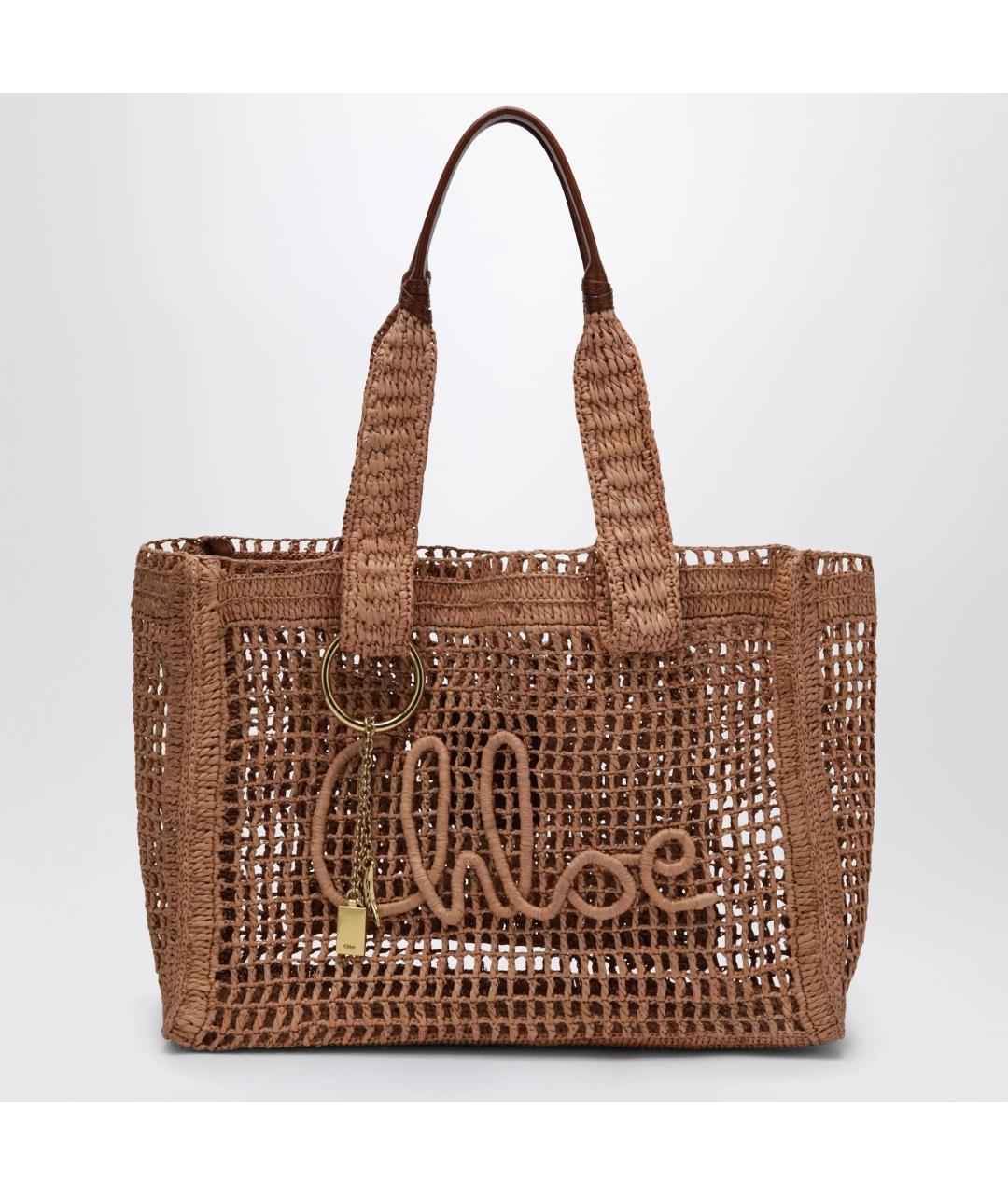 CHLOE Бежевая пелетеная сумка тоут, фото 3