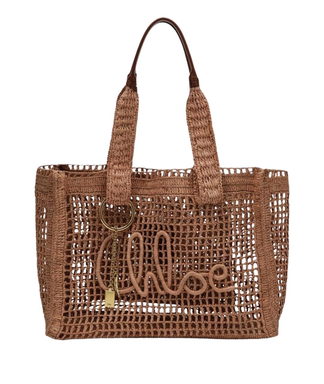 CHLOE Бежевая пелетеная сумка тоут, фото 1