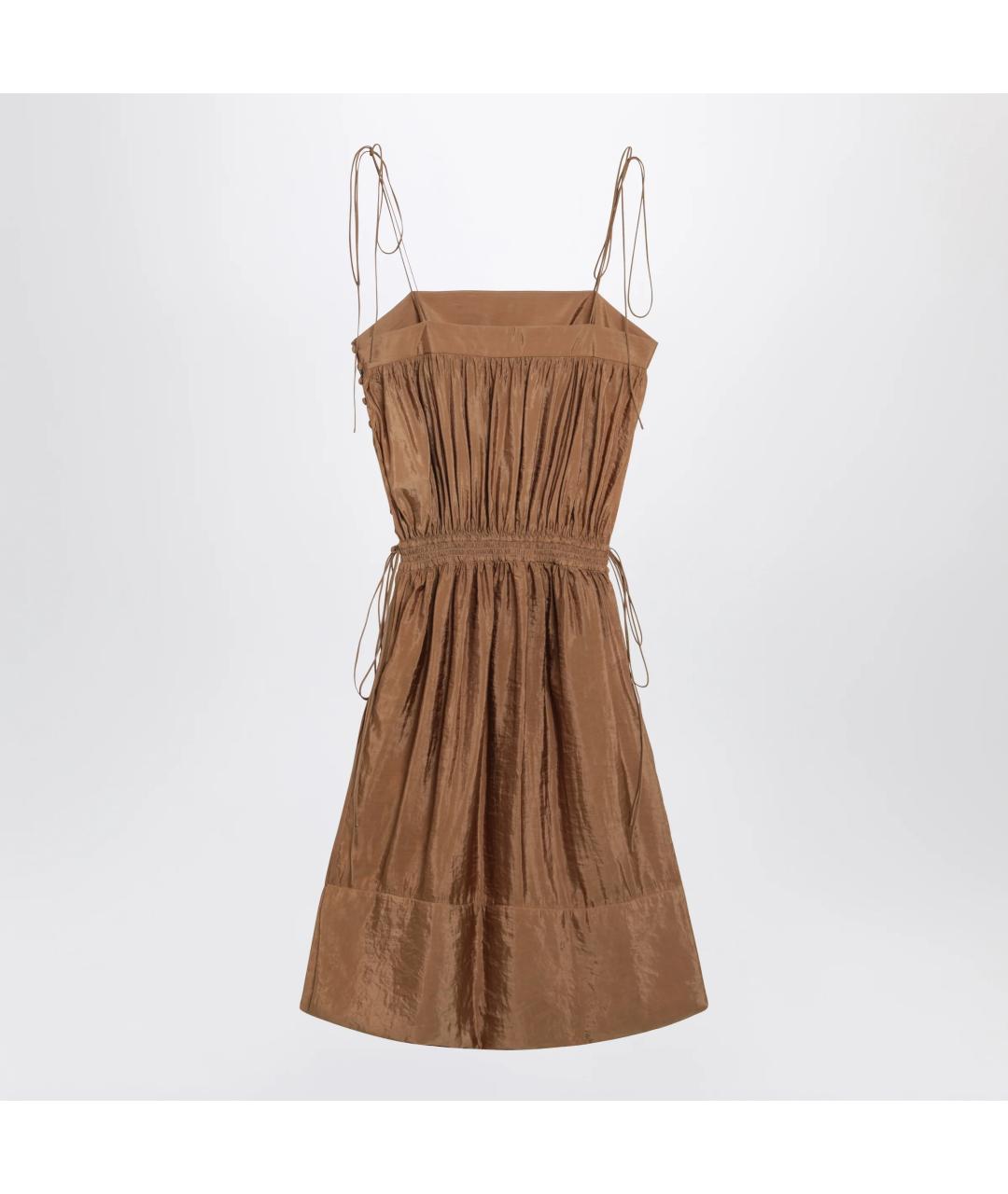 SAINT LAURENT Коричневое шелковое коктейльное платье, фото 2