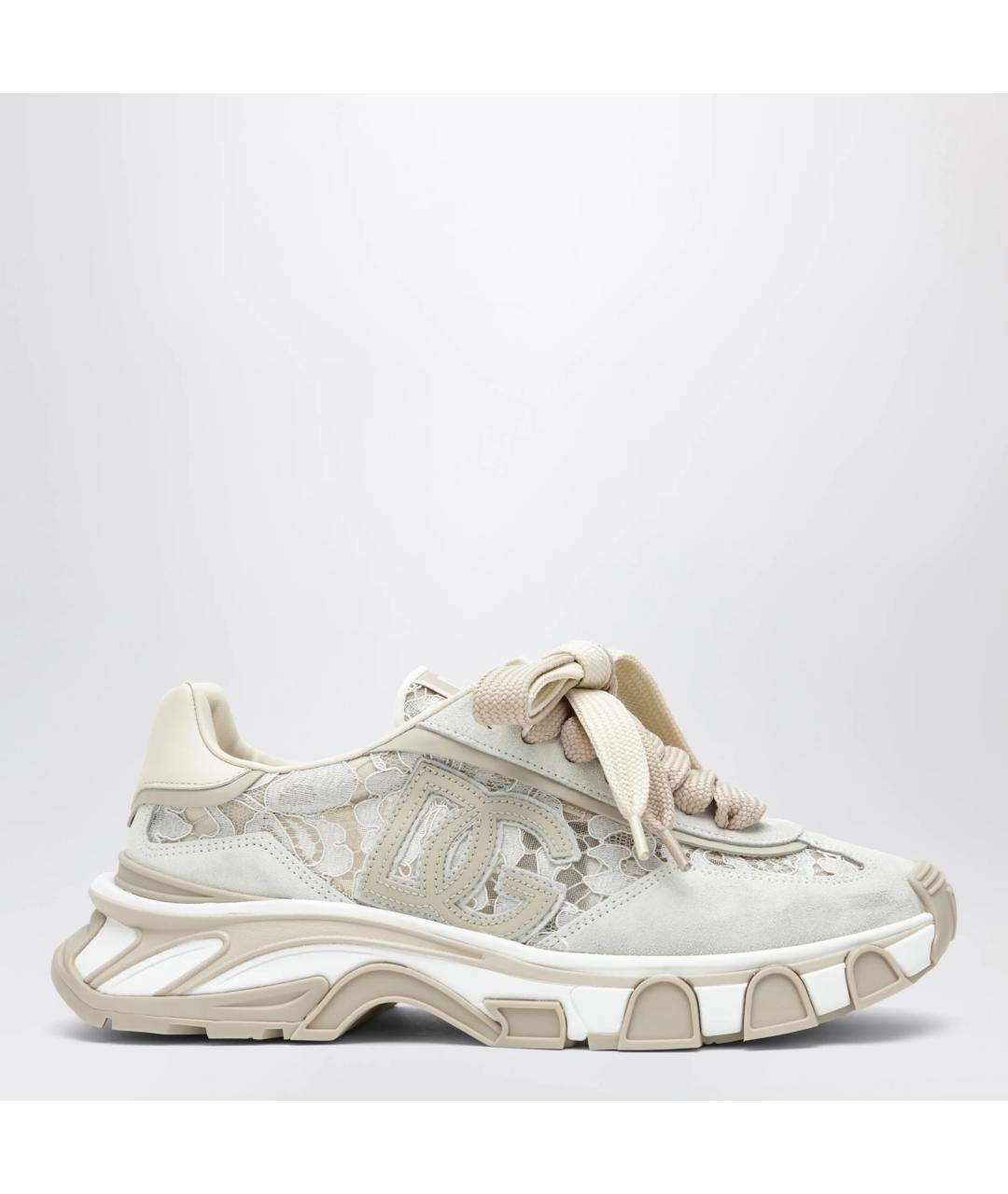 DOLCE&GABBANA Бежевые кожаные кроссовки, фото 3