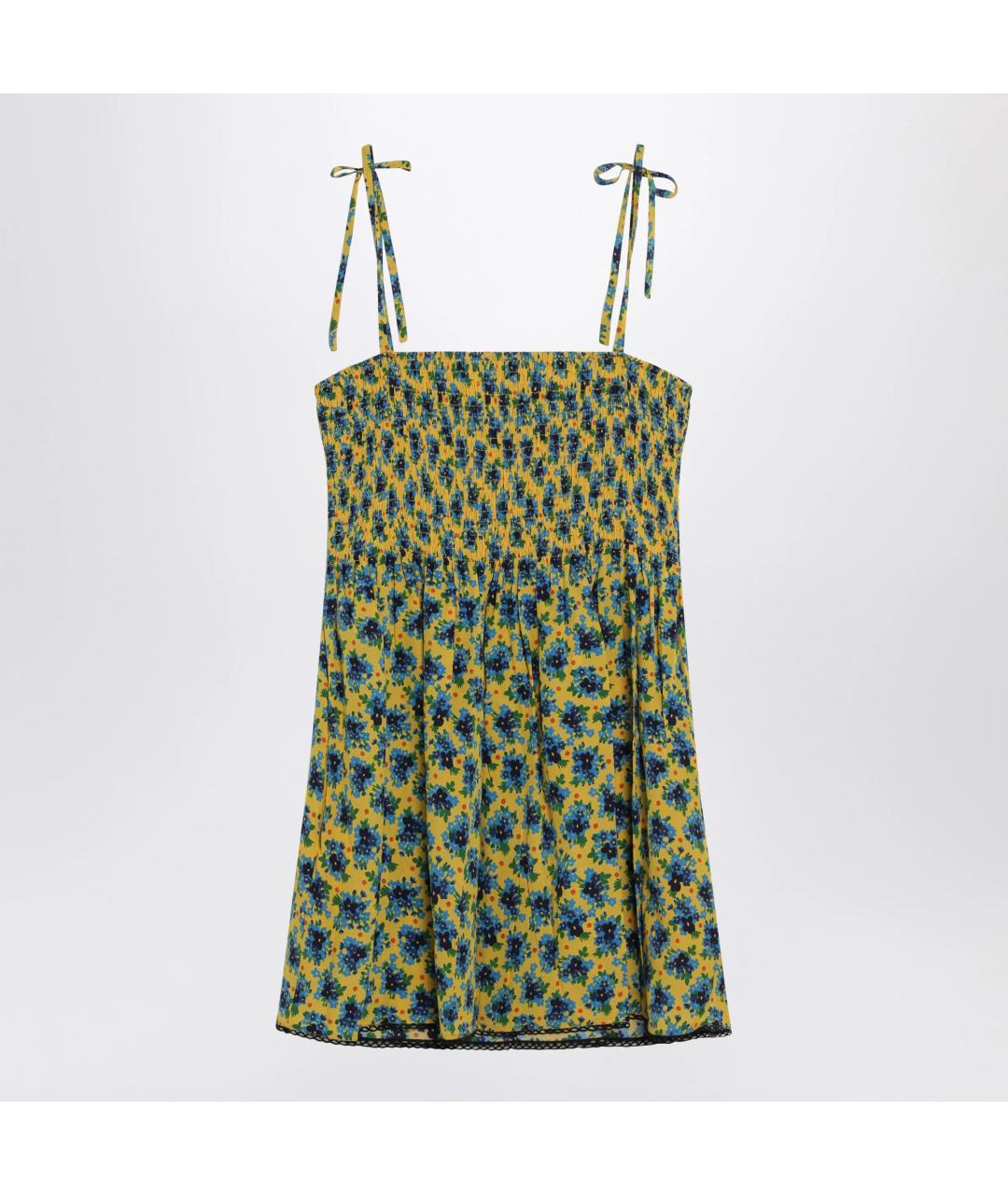 MIU MIU Желтое шелковое коктейльное платье, фото 2