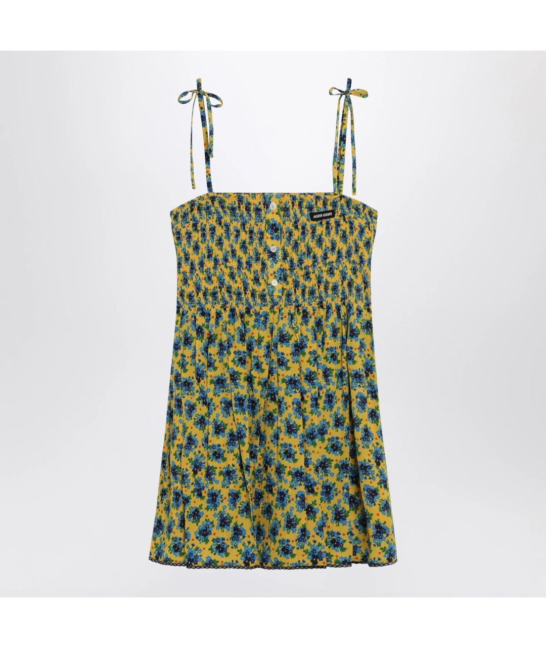 MIU MIU Желтое шелковое коктейльное платье, фото 3