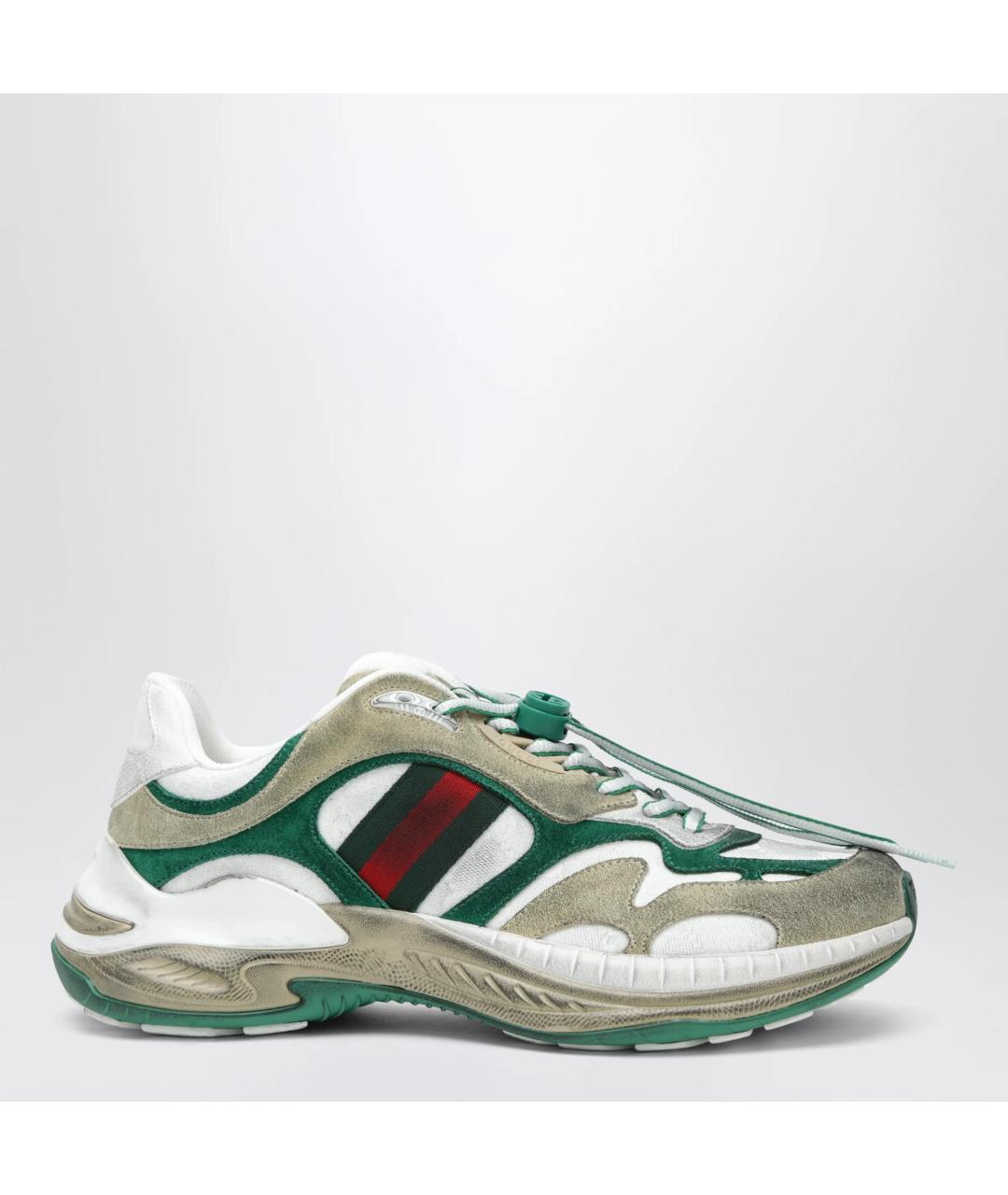 GUCCI Бежевые замшевые низкие кроссовки / кеды, фото 3