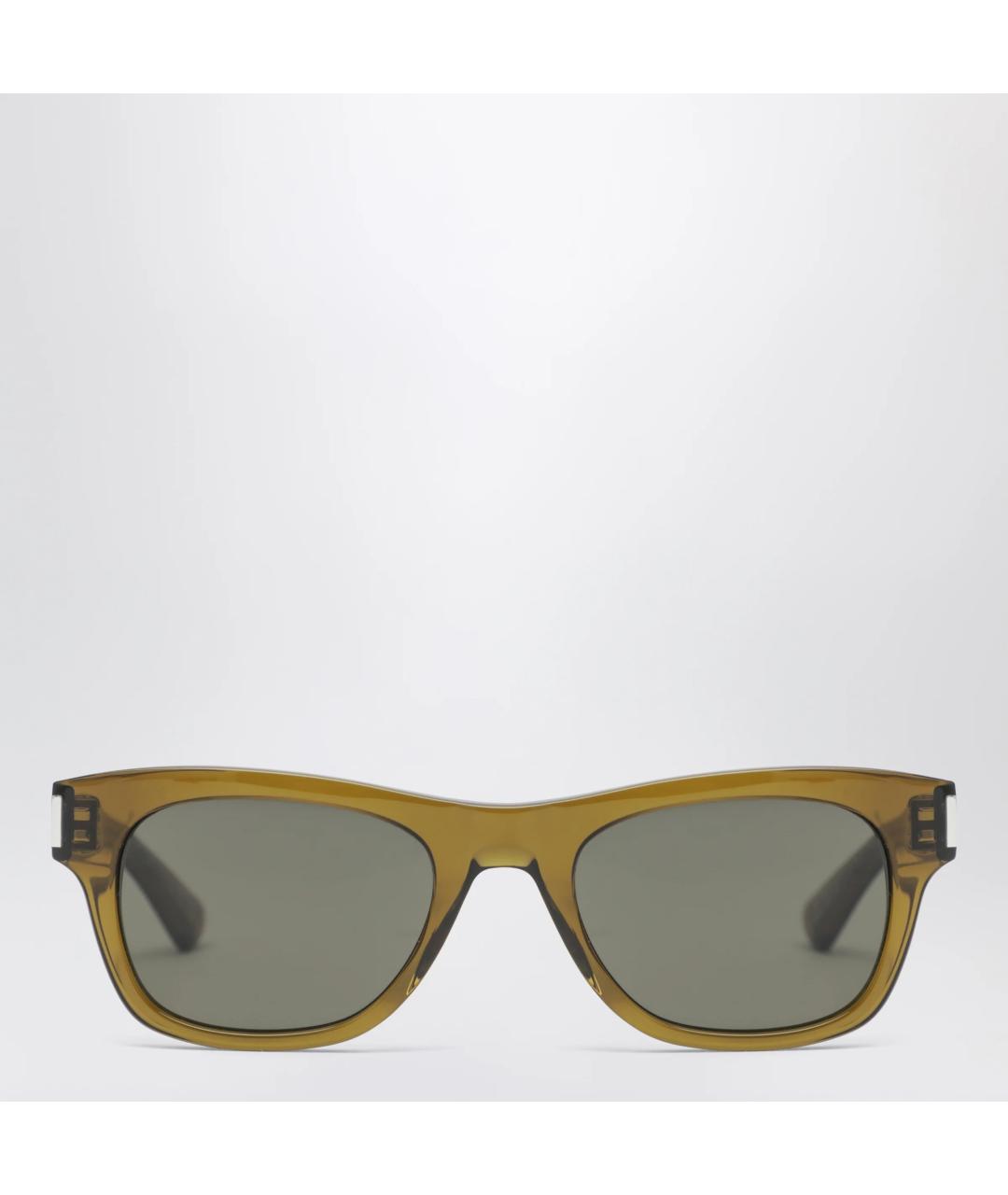 SAINT LAURENT Коричневые пластиковые солнцезащитные очки, фото 3