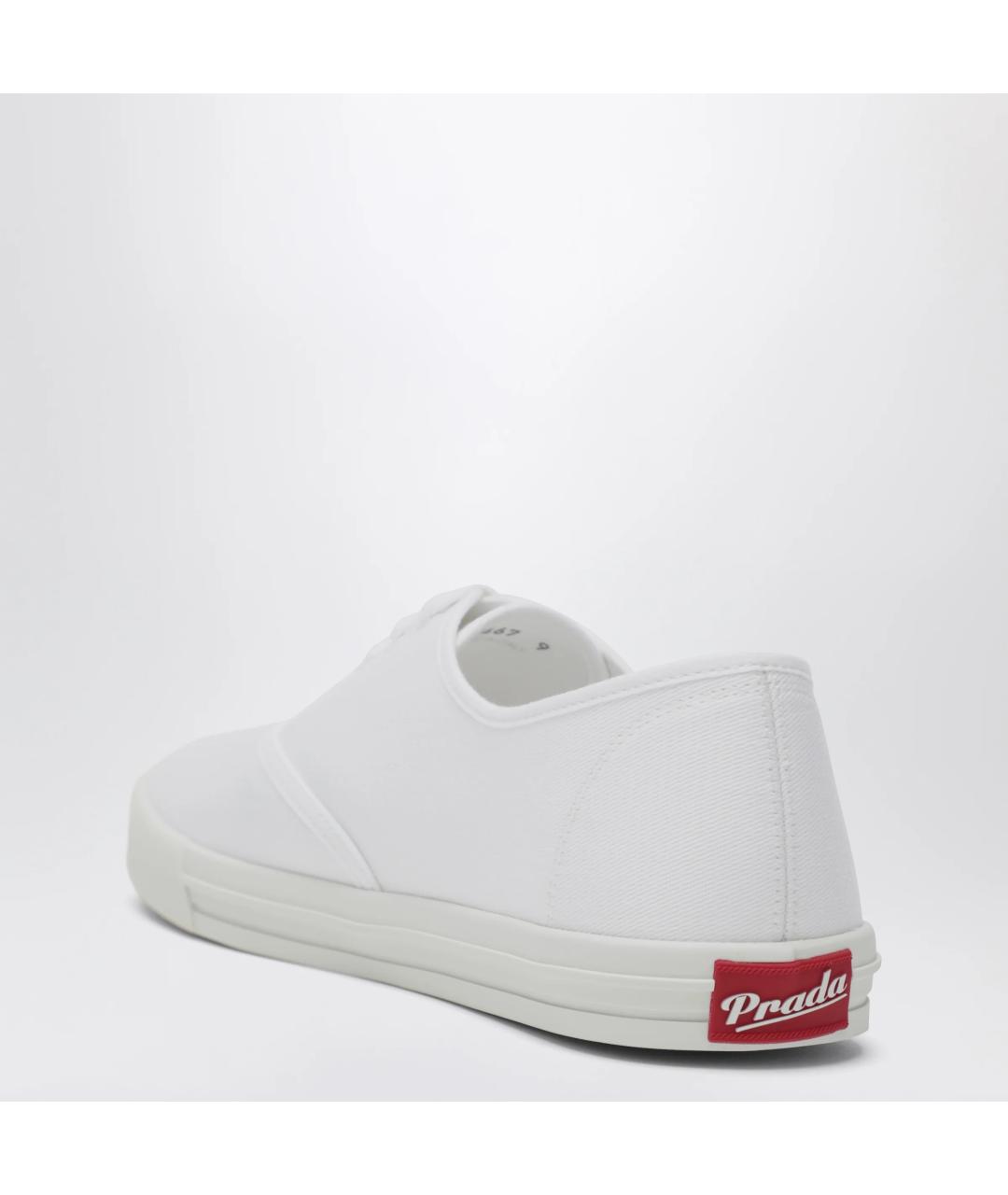 PRADA Белые текстильные низкие кроссовки / кеды, фото 2